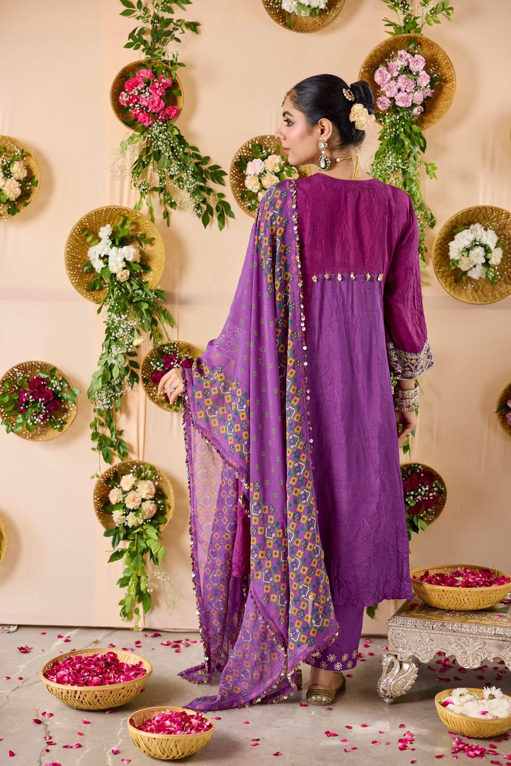 Jadau ombre silk kurta , pants & dupatta