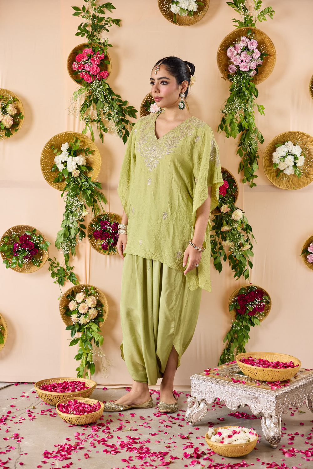 Firangi Short kurta with hand embroidery and cowl pants