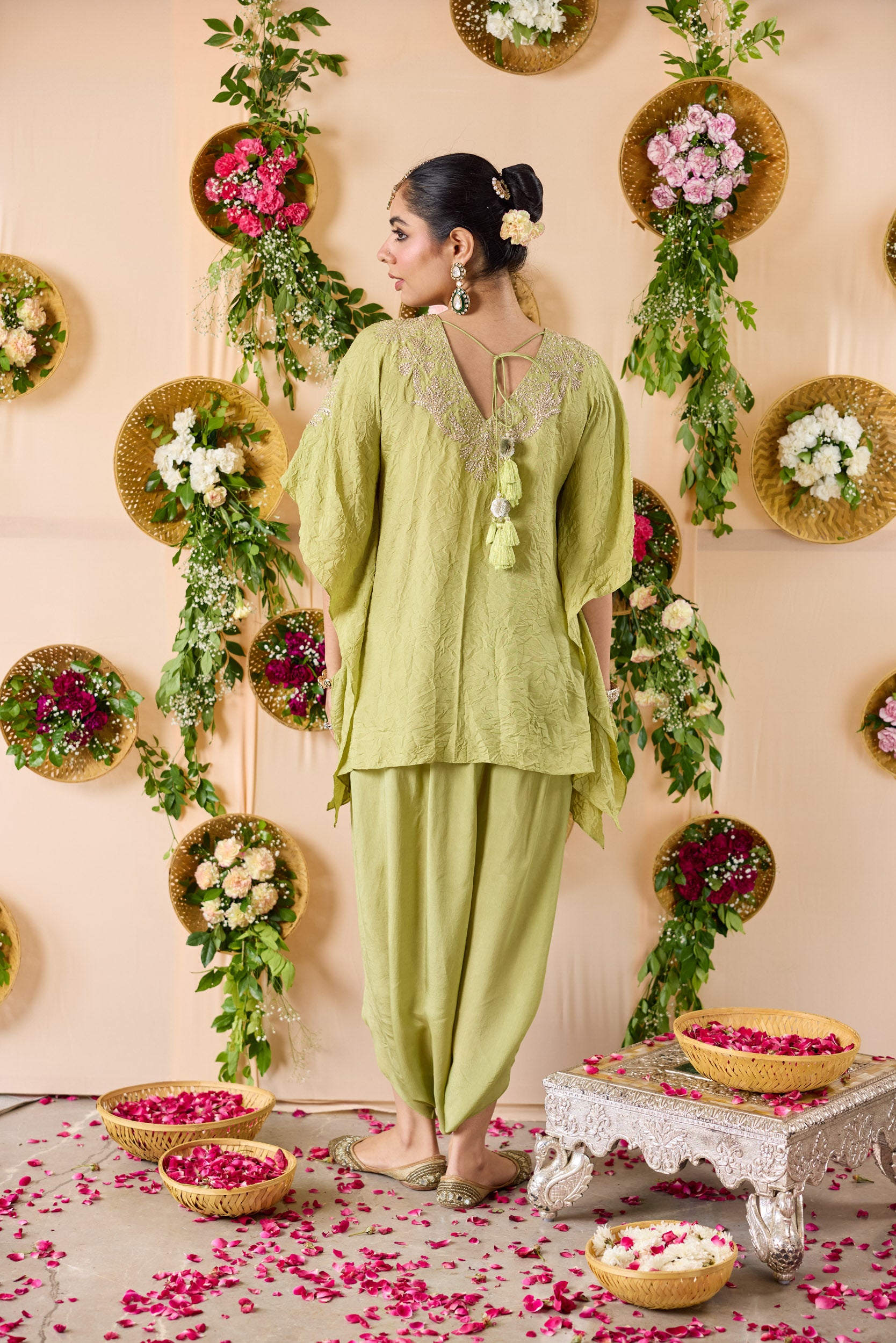 Firangi Short kurta with hand embroidery and cowl pants