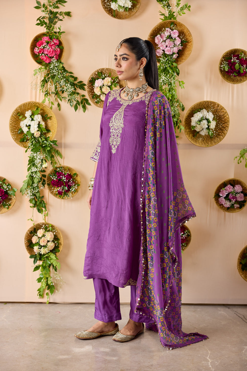 Kasturi Kurta with Pants and Printed Dupatta