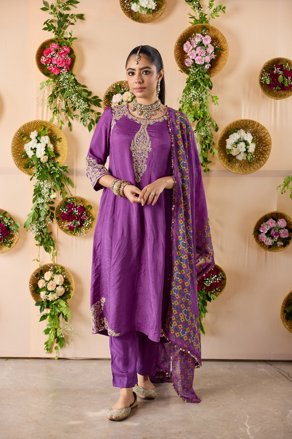 Kasturi Kurta with Pants and Printed Dupatta