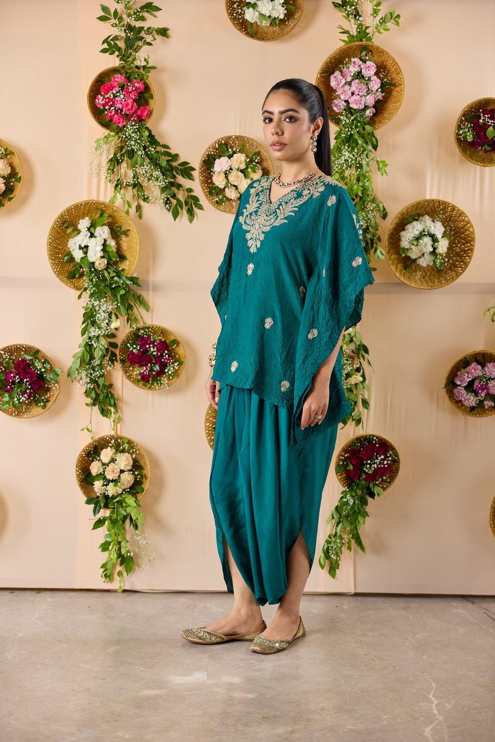 Firangi Short kurta with hand embroidery and cowl pants