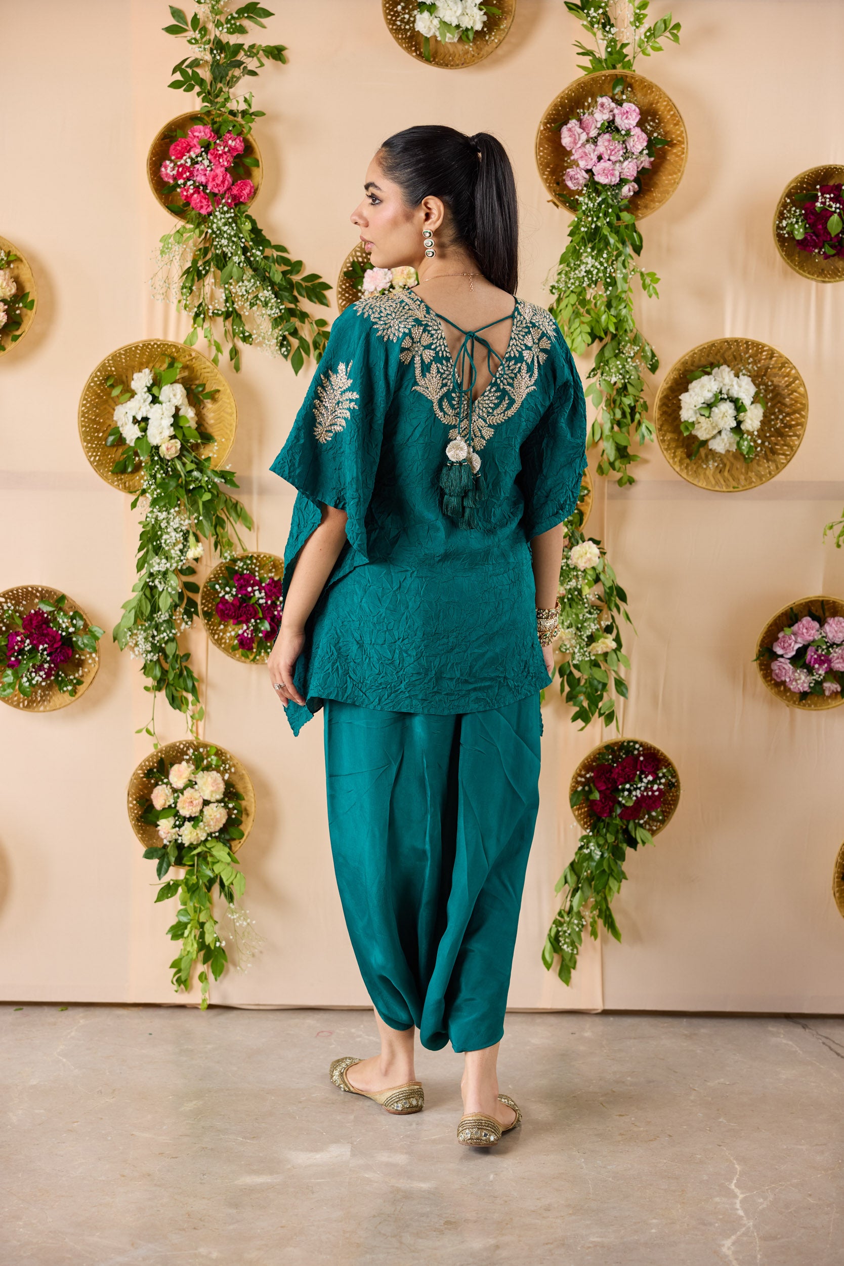 Firangi Short kurta with hand embroidery and cowl pants
