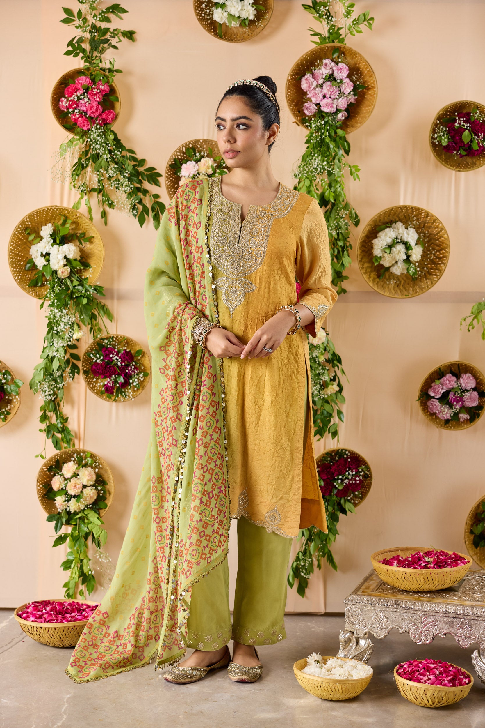 Mehr ombre silk kurta, pants & Dupatta