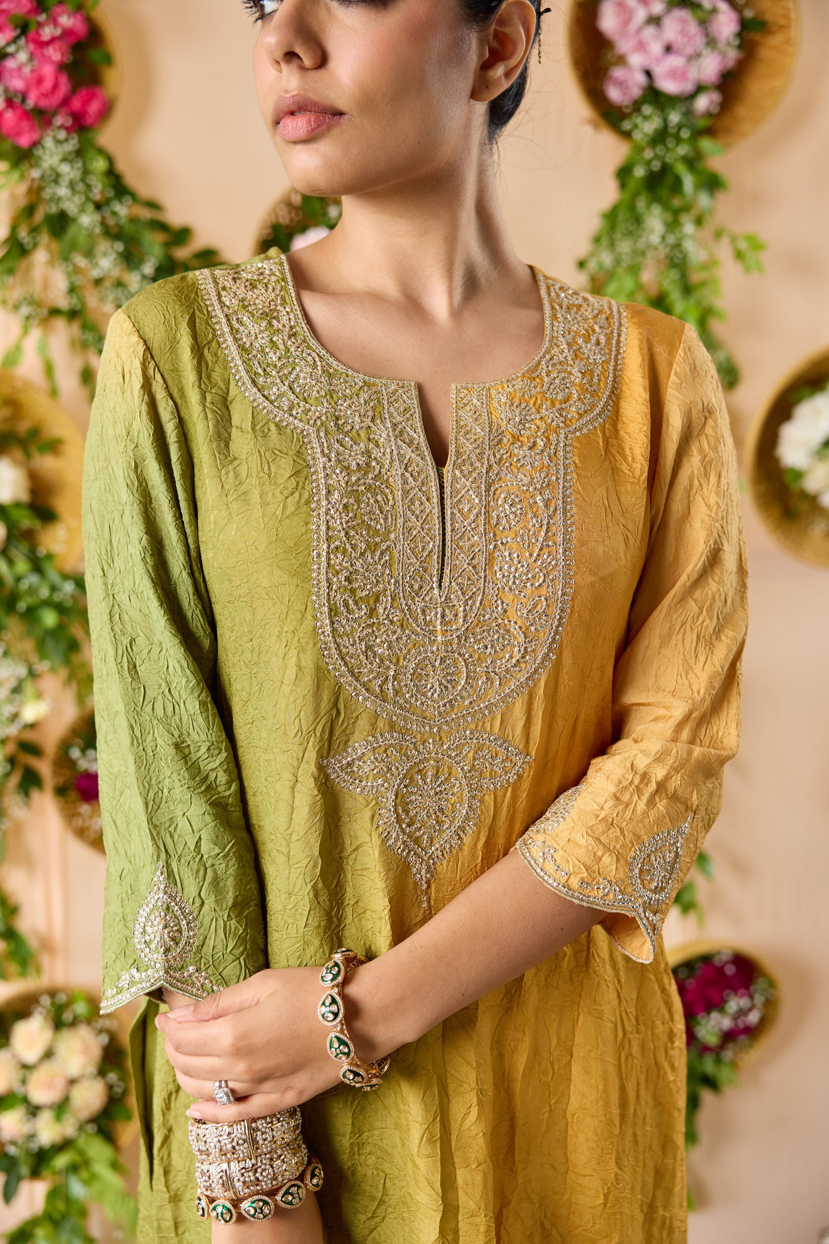 Mehr ombre silk kurta, pants & Dupatta