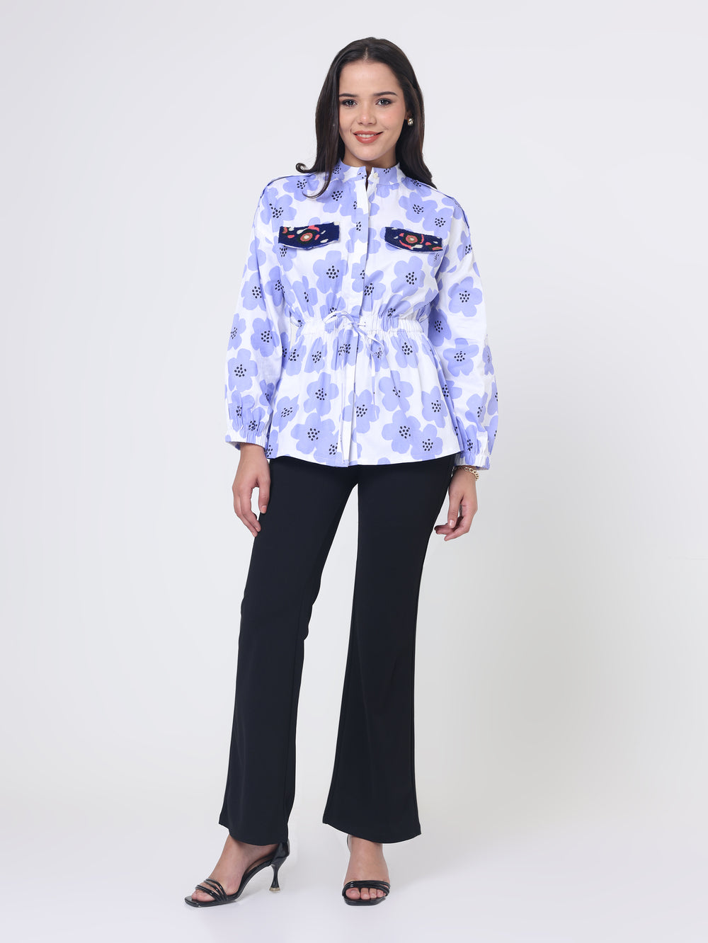 Print Shirt with Pocket Embroidery patch