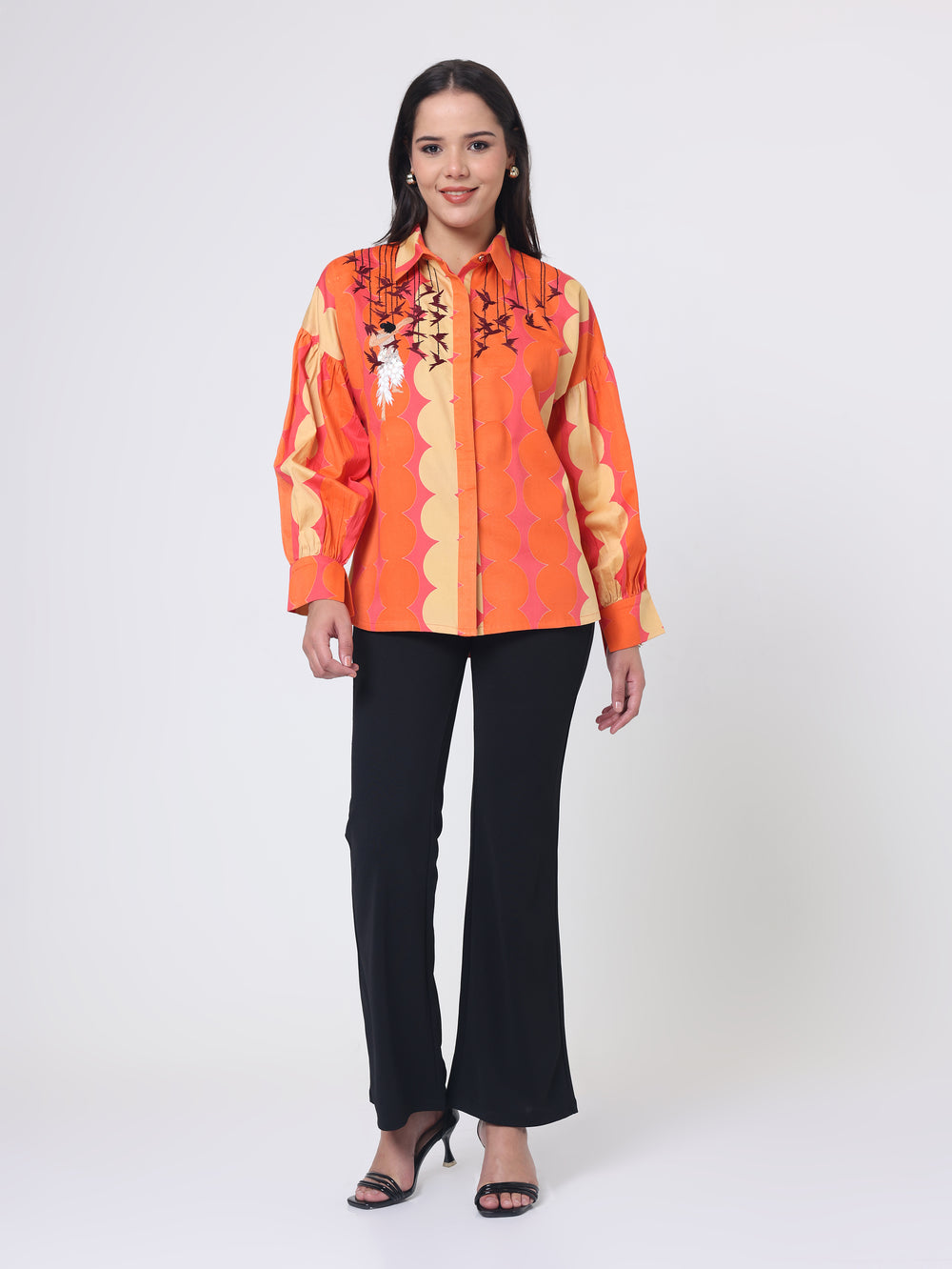 Print Shirt with Embroidery