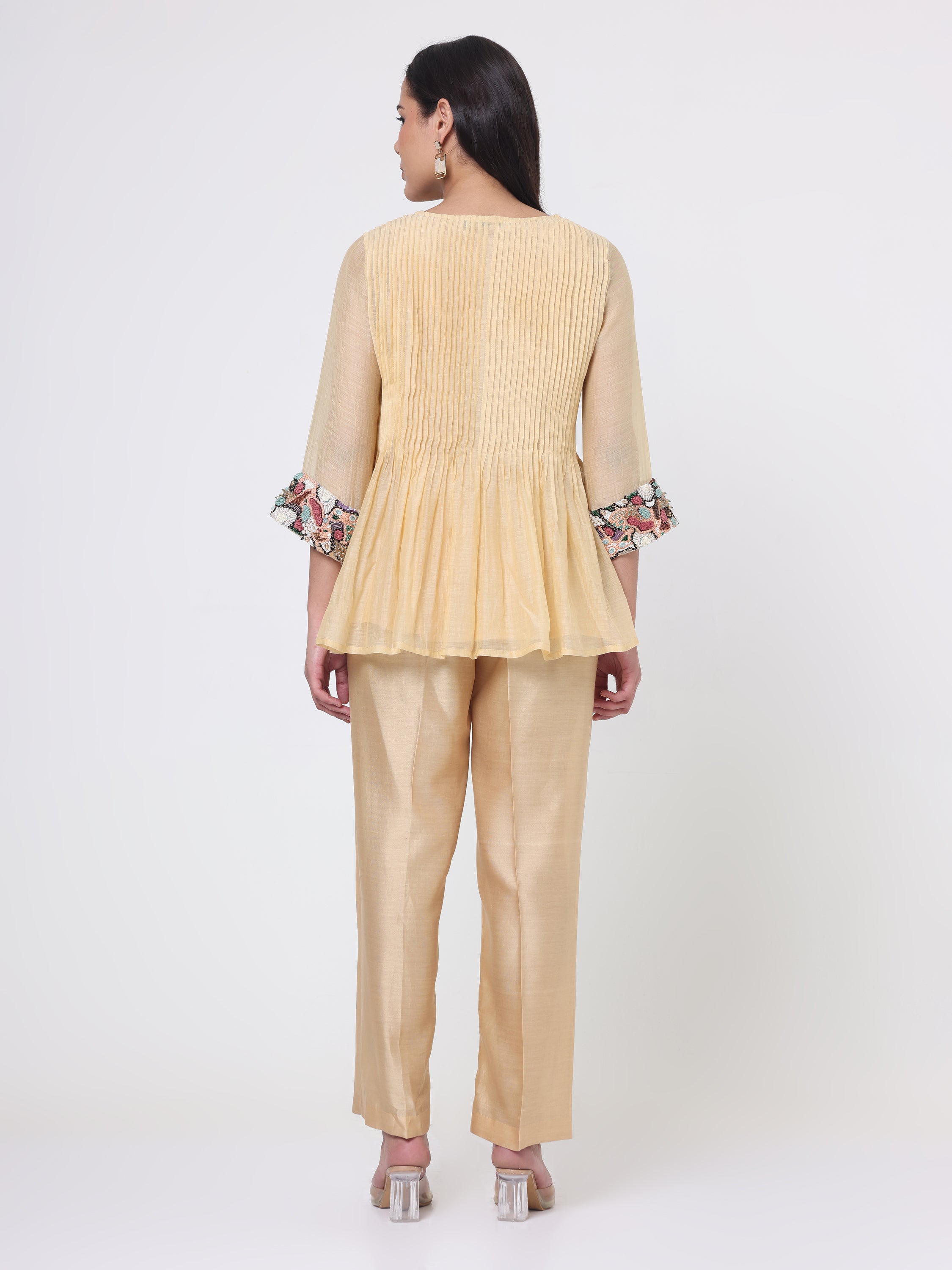 Pintuck Top with Psychedelic Embroidered sleeves & pants