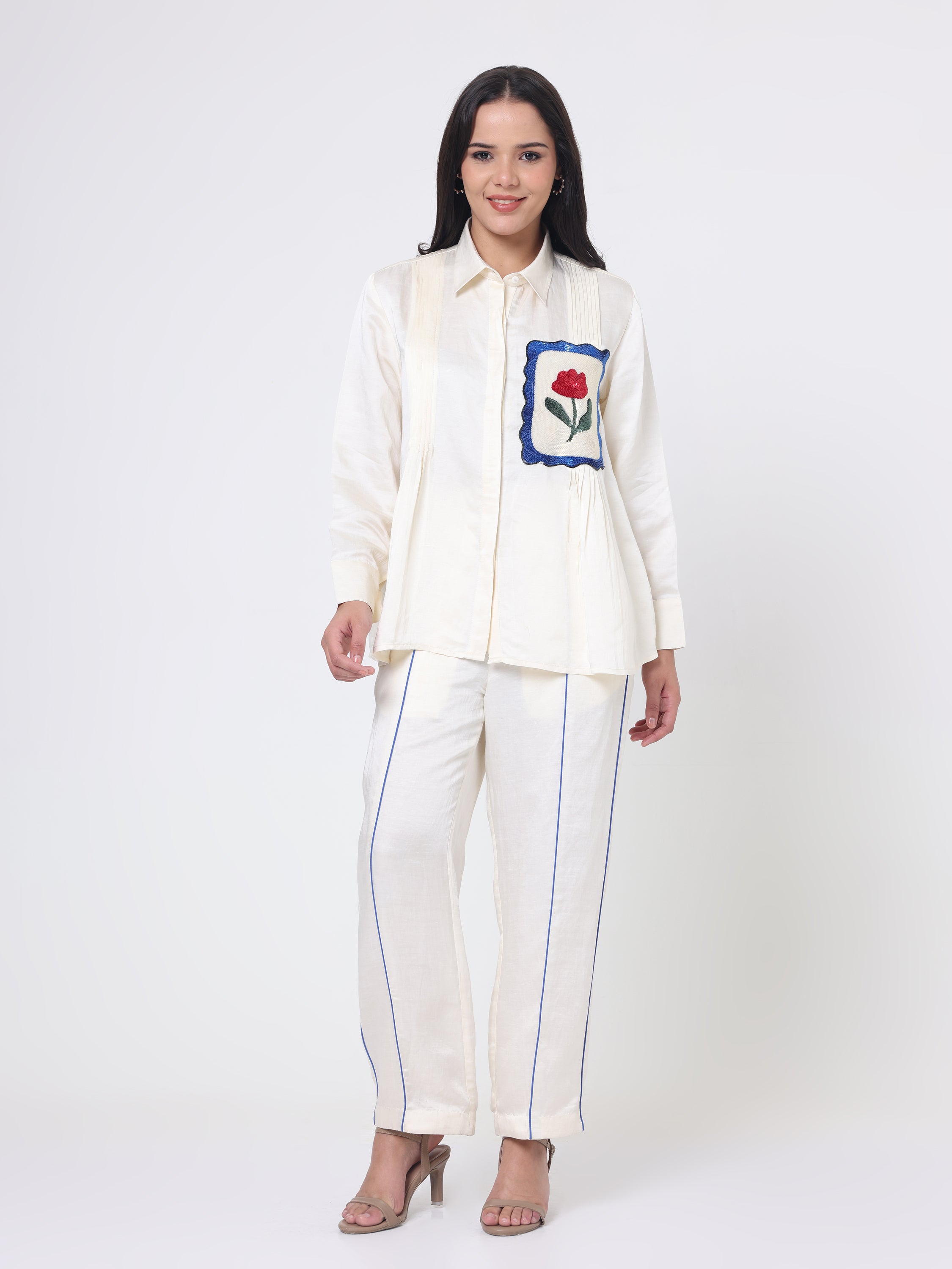 Pintuck Coord set with Applique Sequin Embroidery & Pants