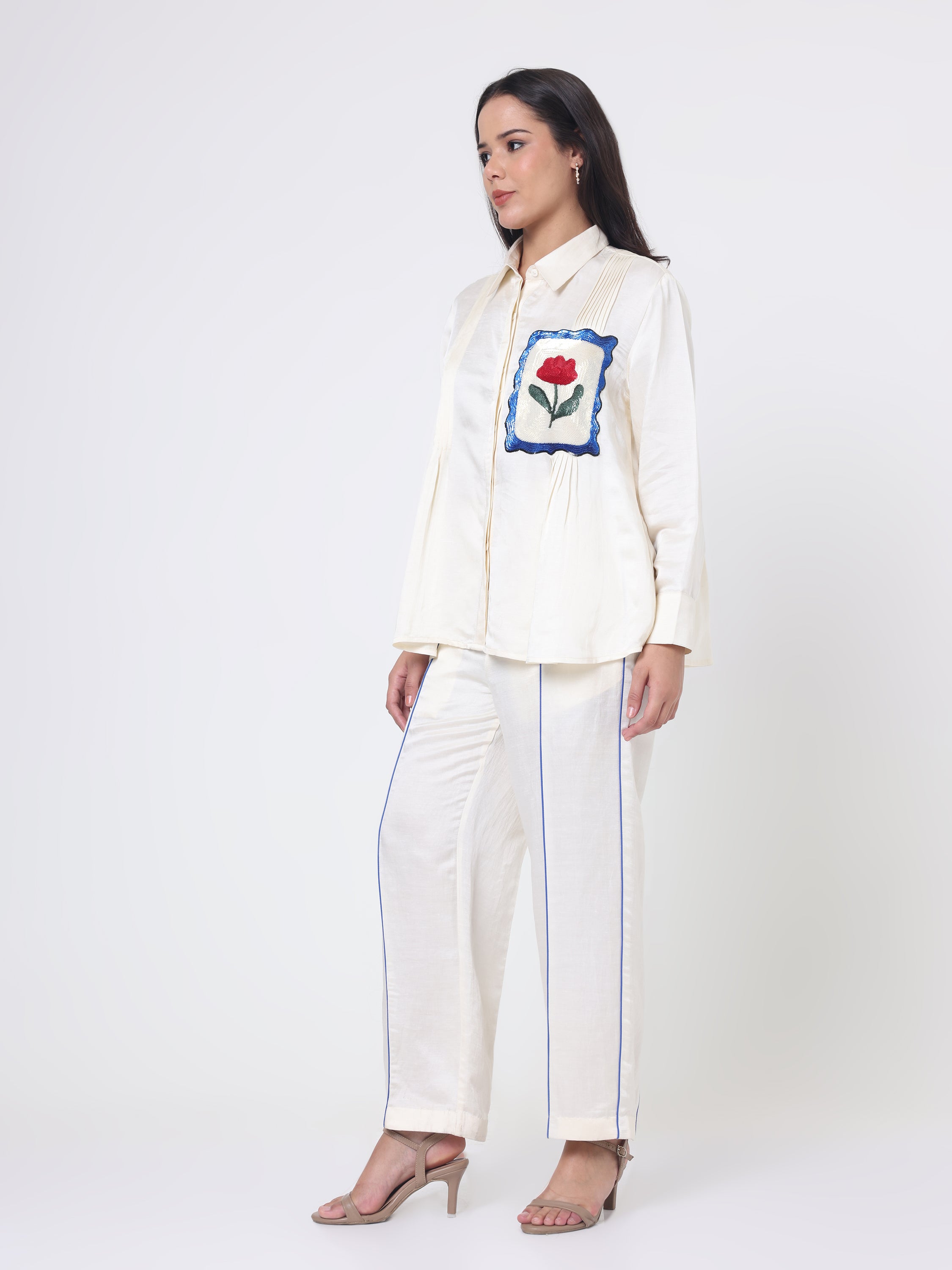 Pintuck Coord set with Applique Sequin Embroidery & Pants
