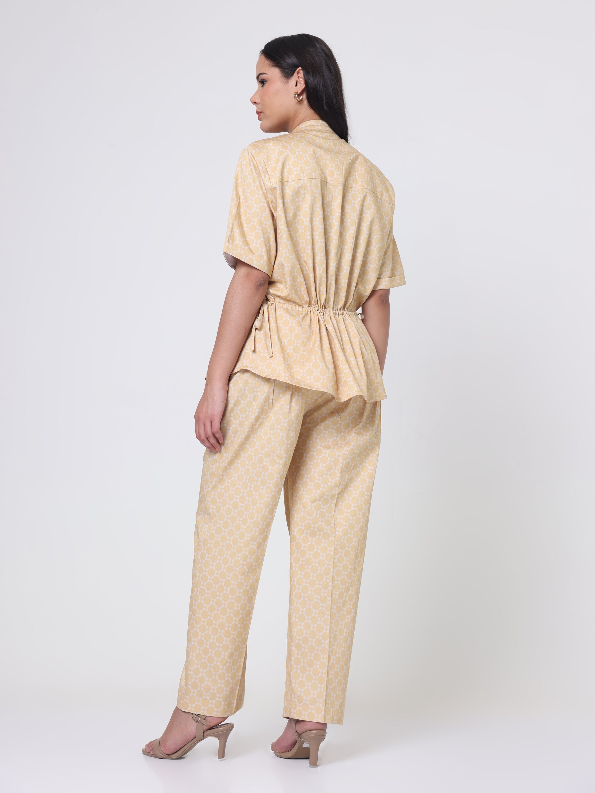 Geometric Coord set with Applique Seqin Embroidery ;Side pull strings