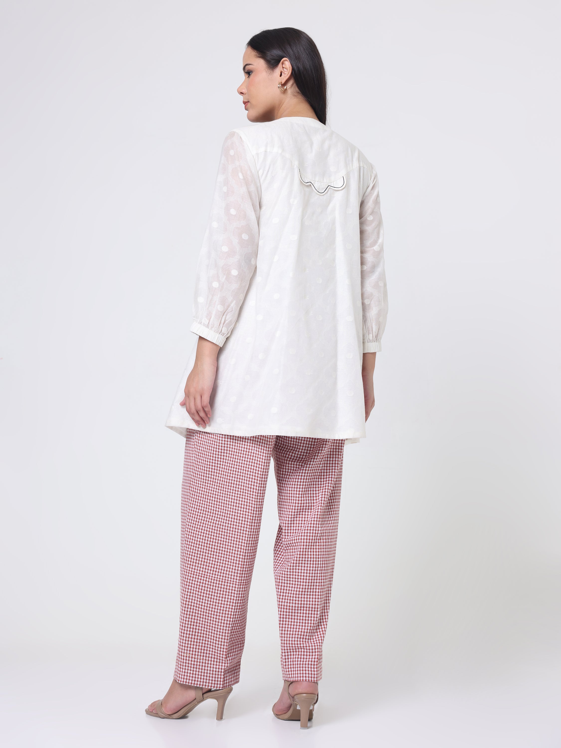 Psychedelic Embroidered yoke Kurta With Checks pants