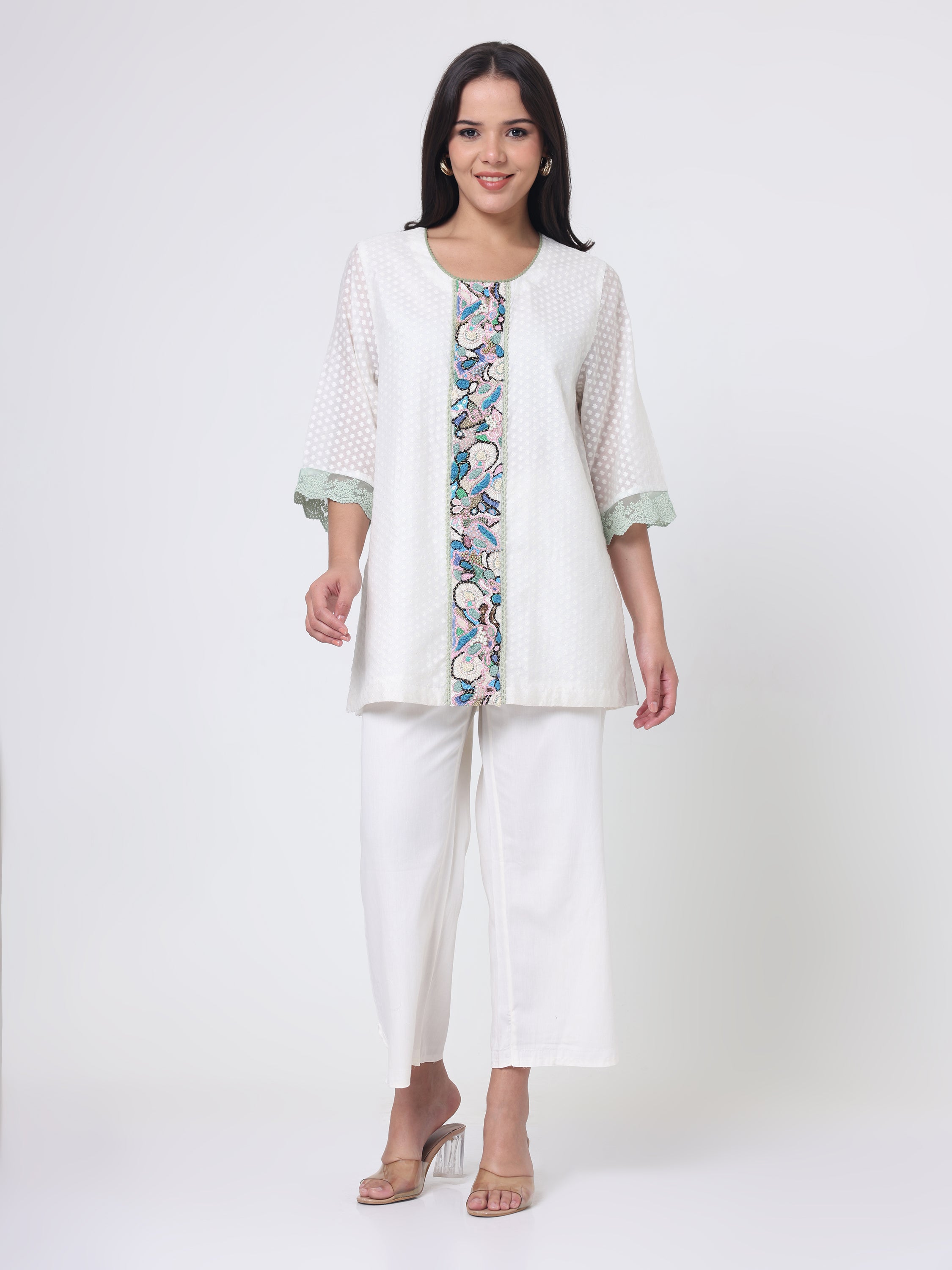 Psychedelic Embroidered Kurta With pants