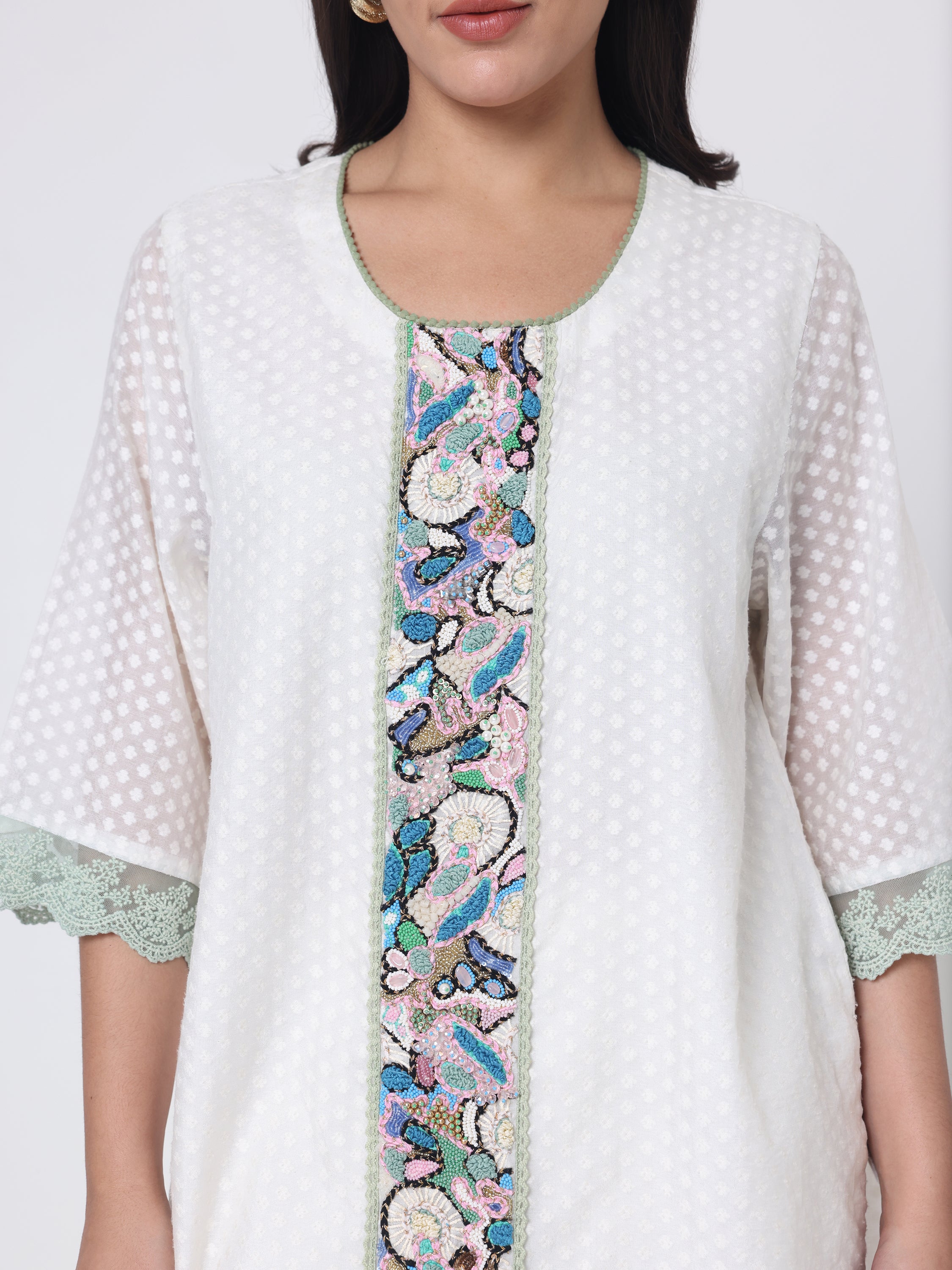 Psychedelic Embroidered Kurta With pants