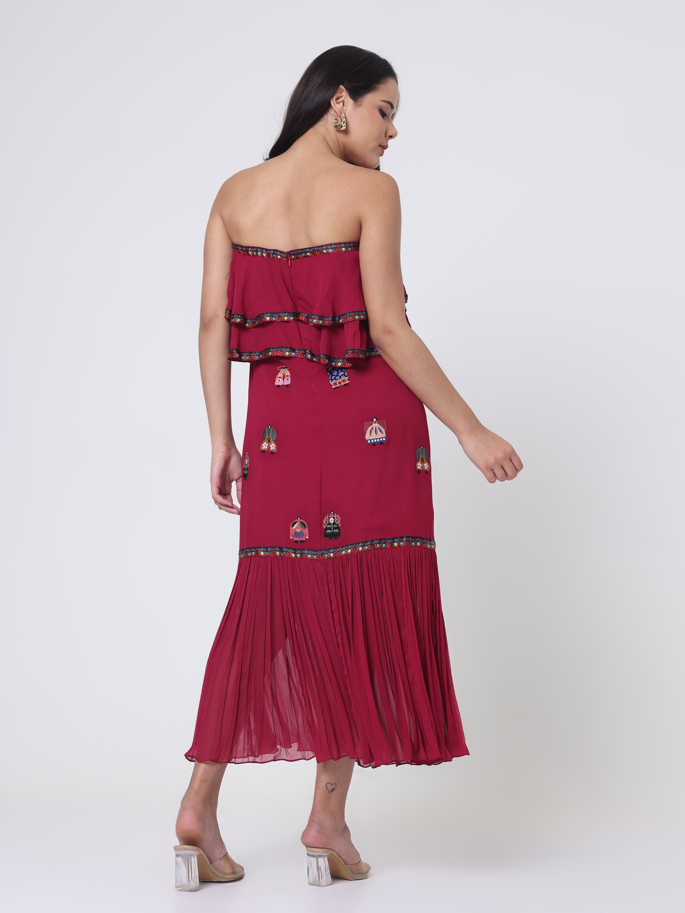Off Shoulder dress with Japanese Embroidery
