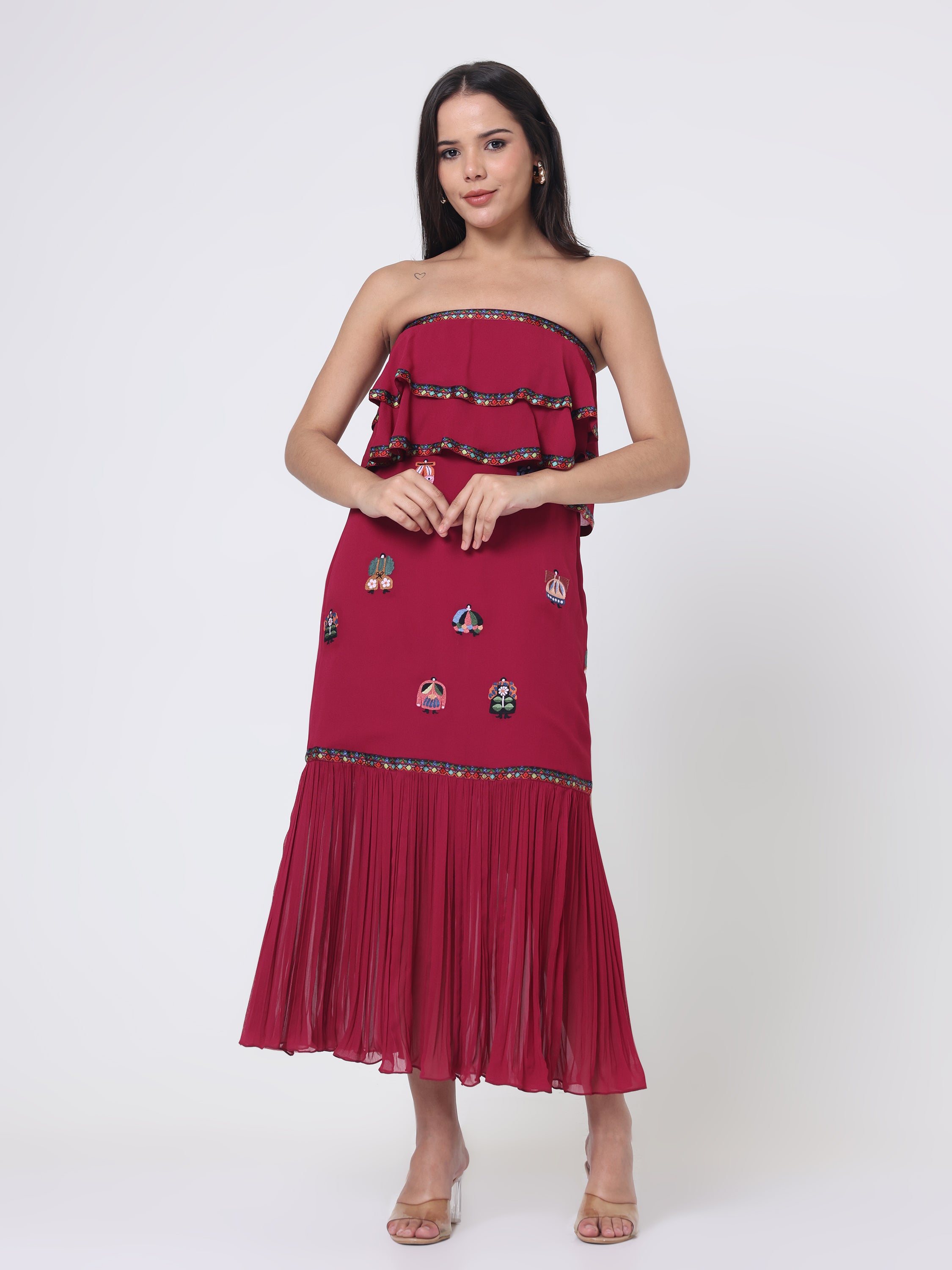 Off Shoulder dress with Japanese Embroidery