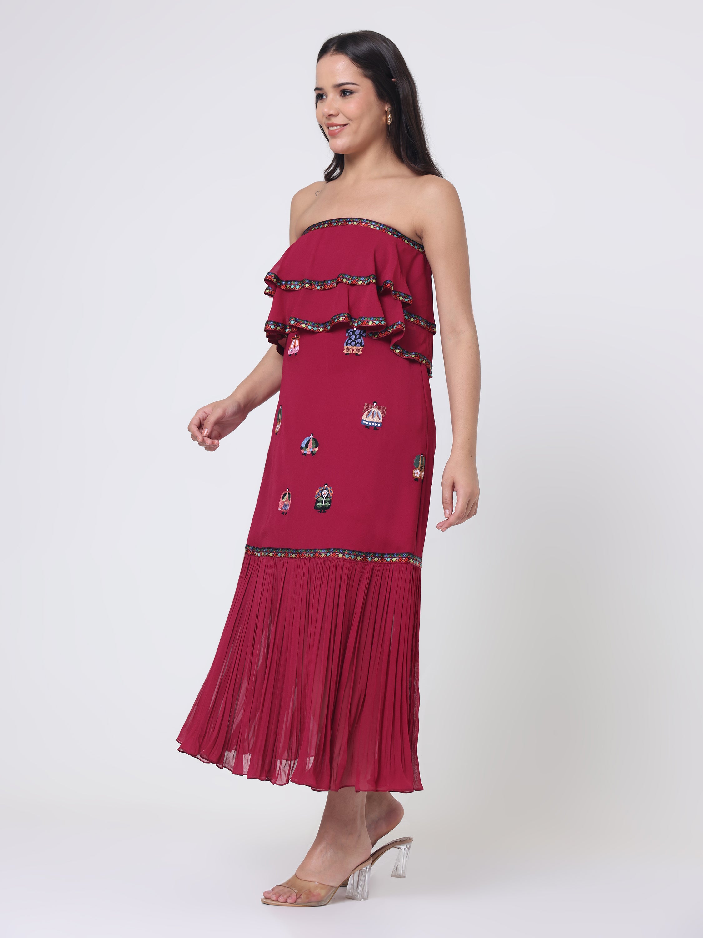 Off Shoulder dress with Japanese Embroidery