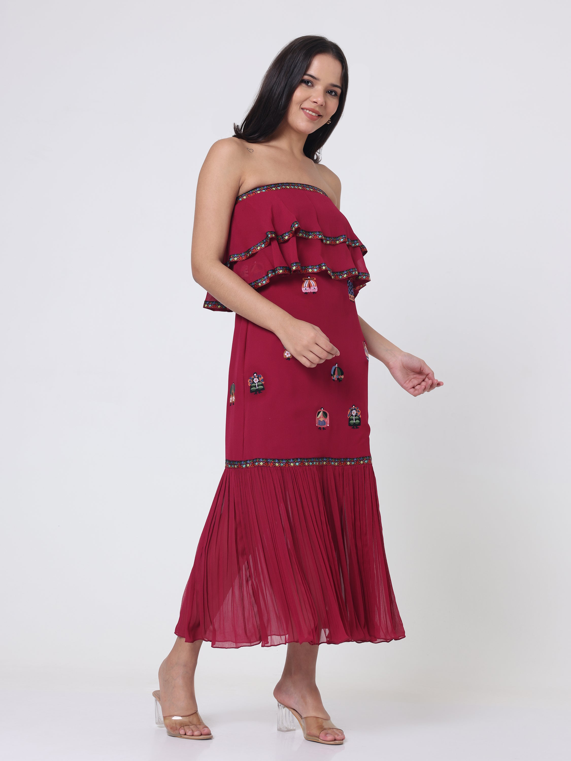Off Shoulder dress with Japanese Embroidery