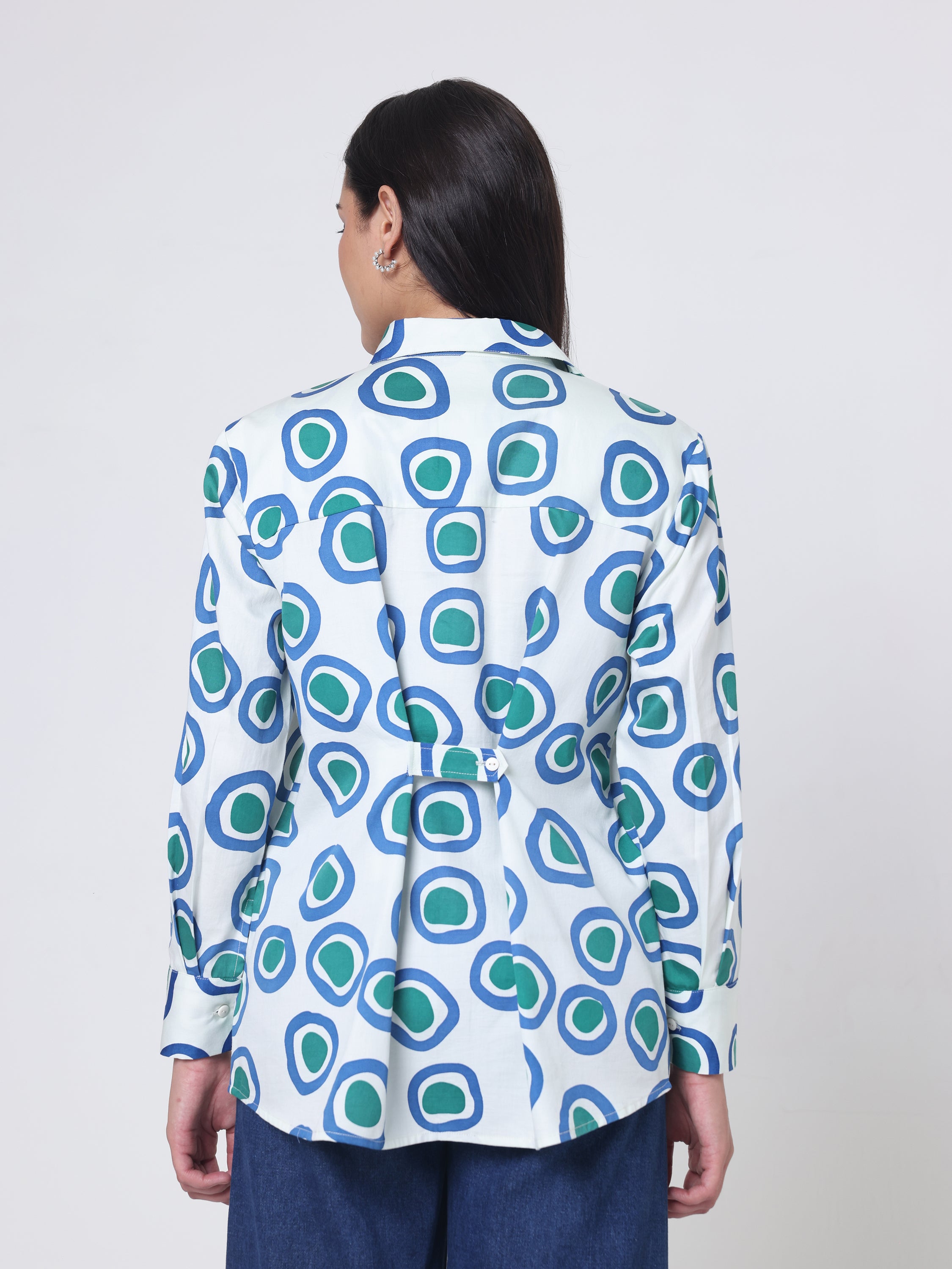 Printed Shirt with Flower Embroidery detailing