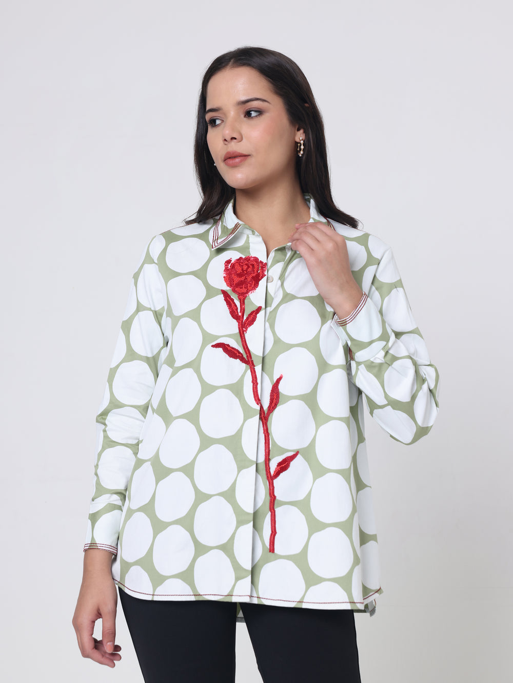 Shirt with Bead Rose