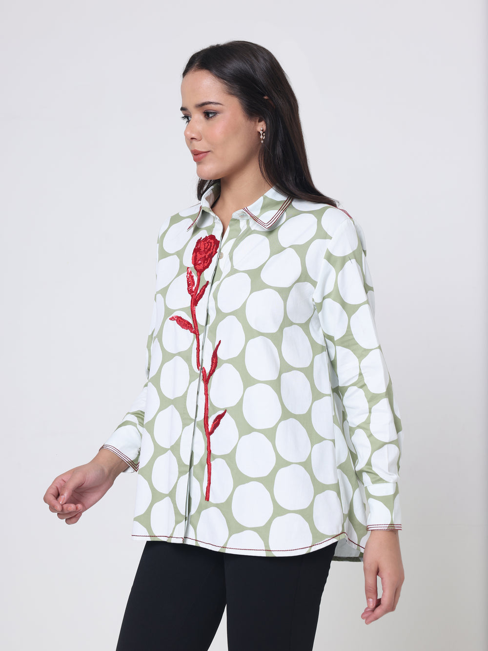 Shirt with Bead Rose