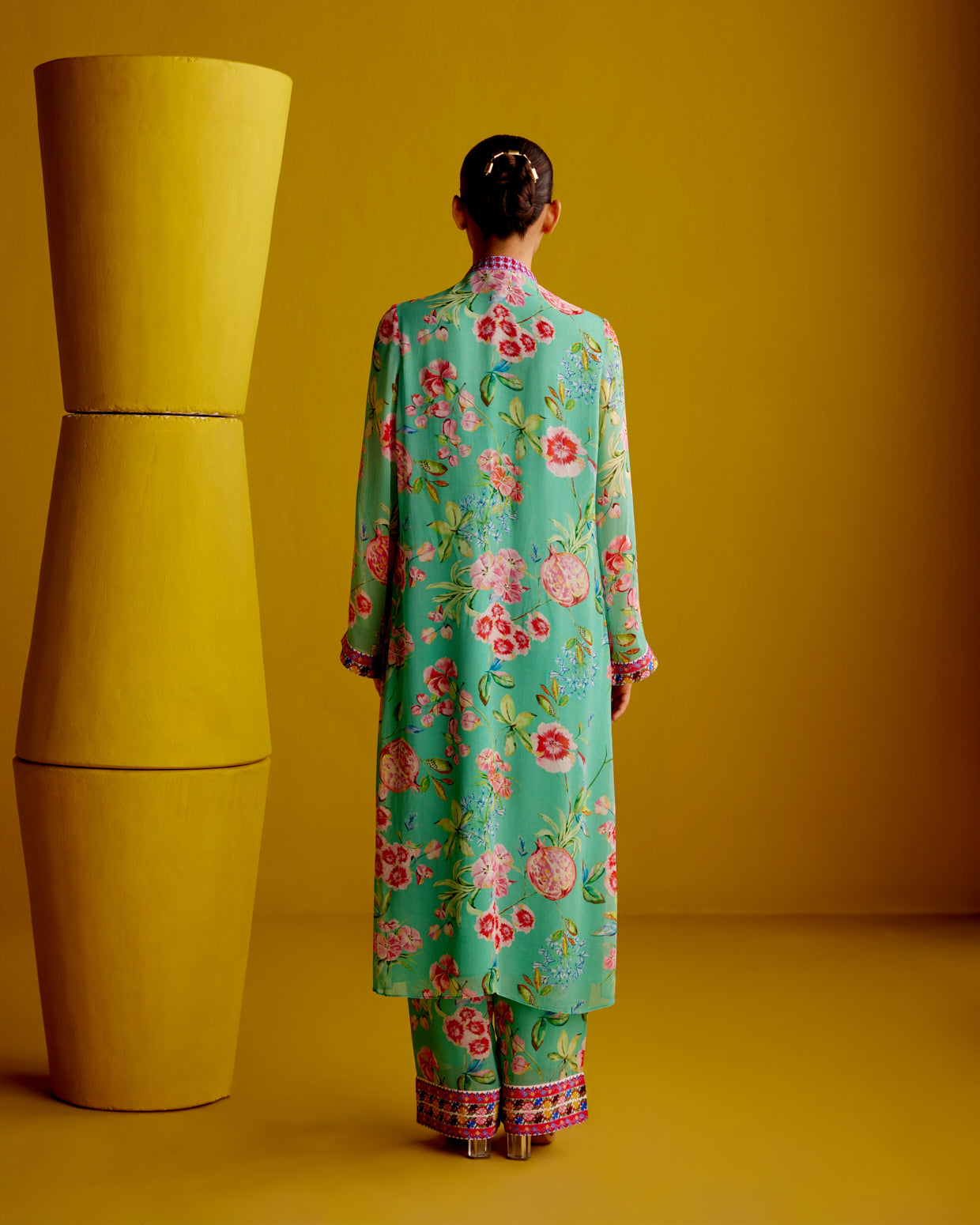 Kurta with embroidery print borders and  Pants