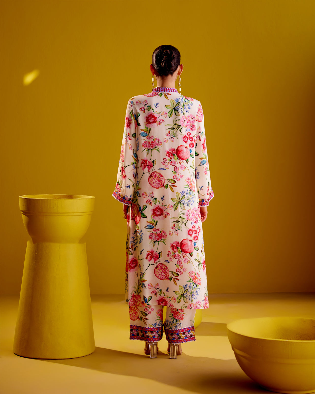 Kurta with embroidery print borders and  Pants