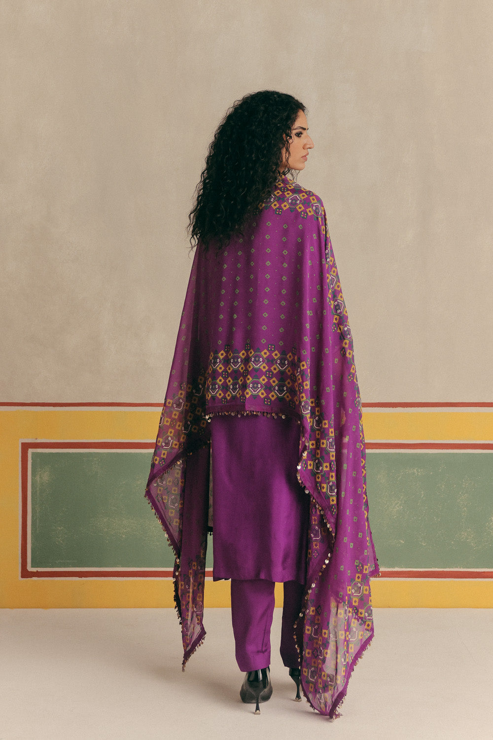 Peony Banarsi Embroidered Kurta with pants and Organza dupatta