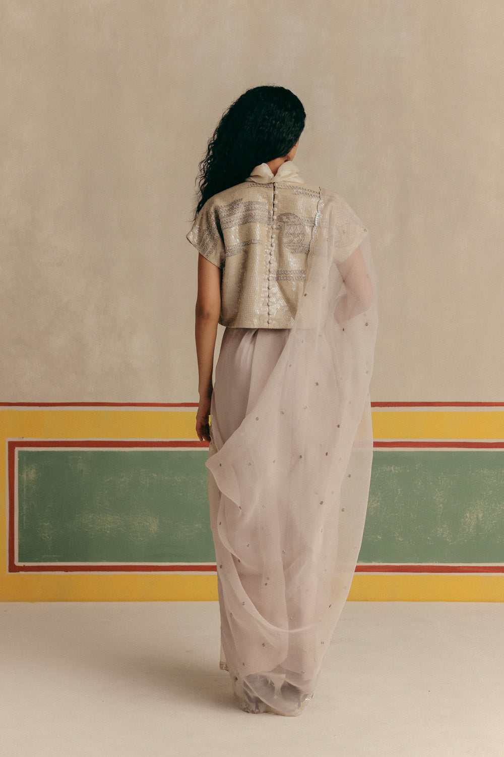 Chandi Antifit Blouse & saree in Organza