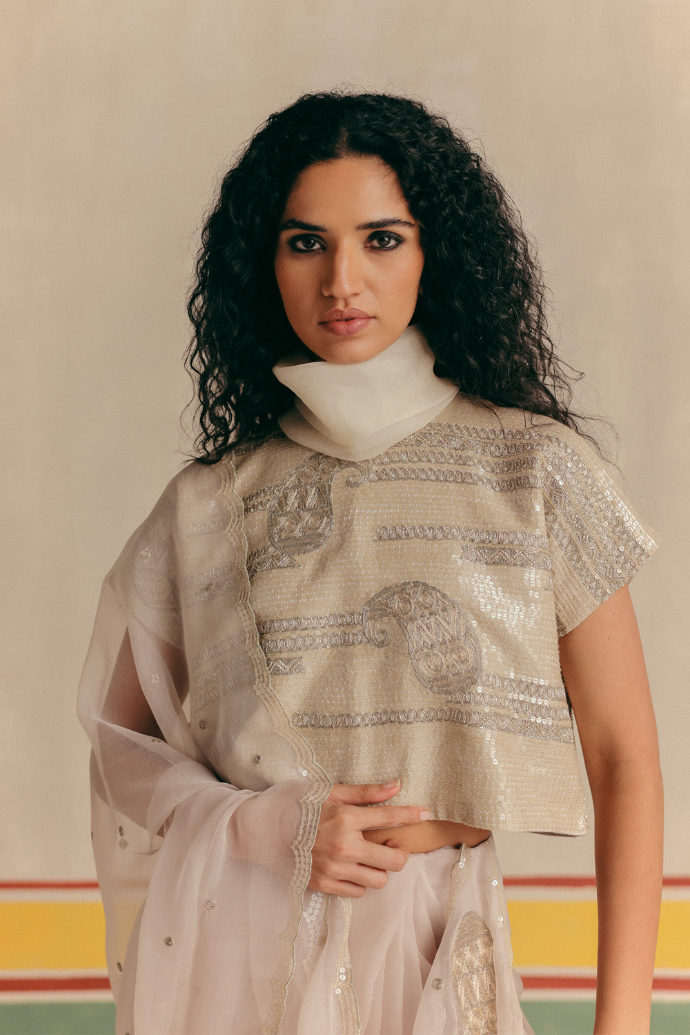 Chandi Antifit Blouse & saree in Organza