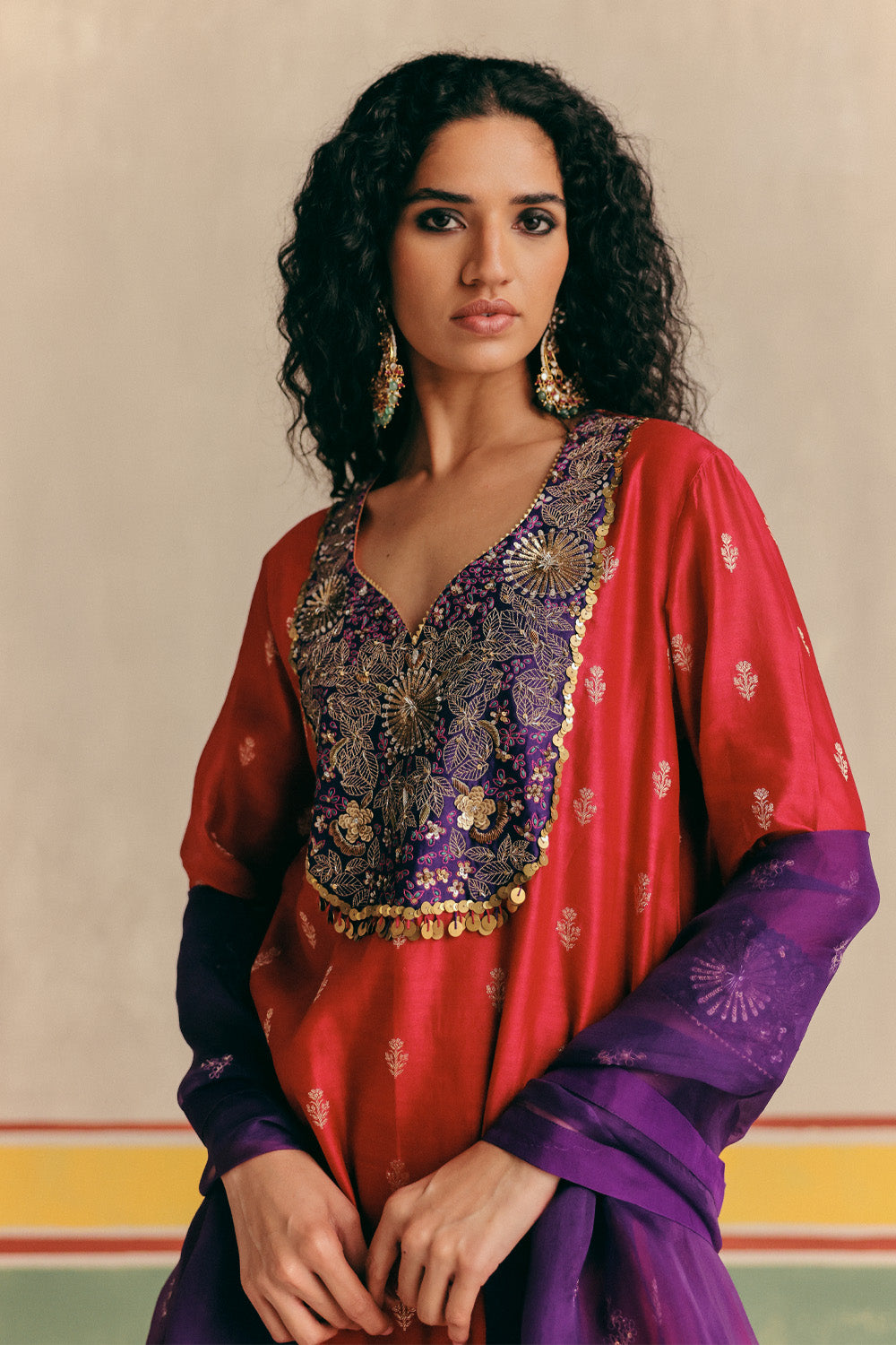 Dahlia Banarsi Embroidered Kurta with pants and Organza dupatta