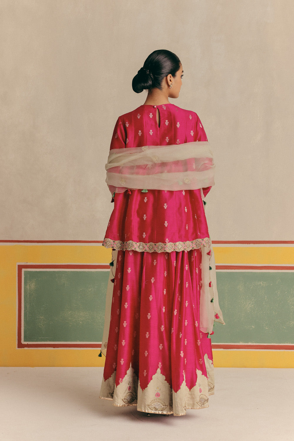 Jasmine Banarsi Embroidered Kurta with pants and Organza dupatta