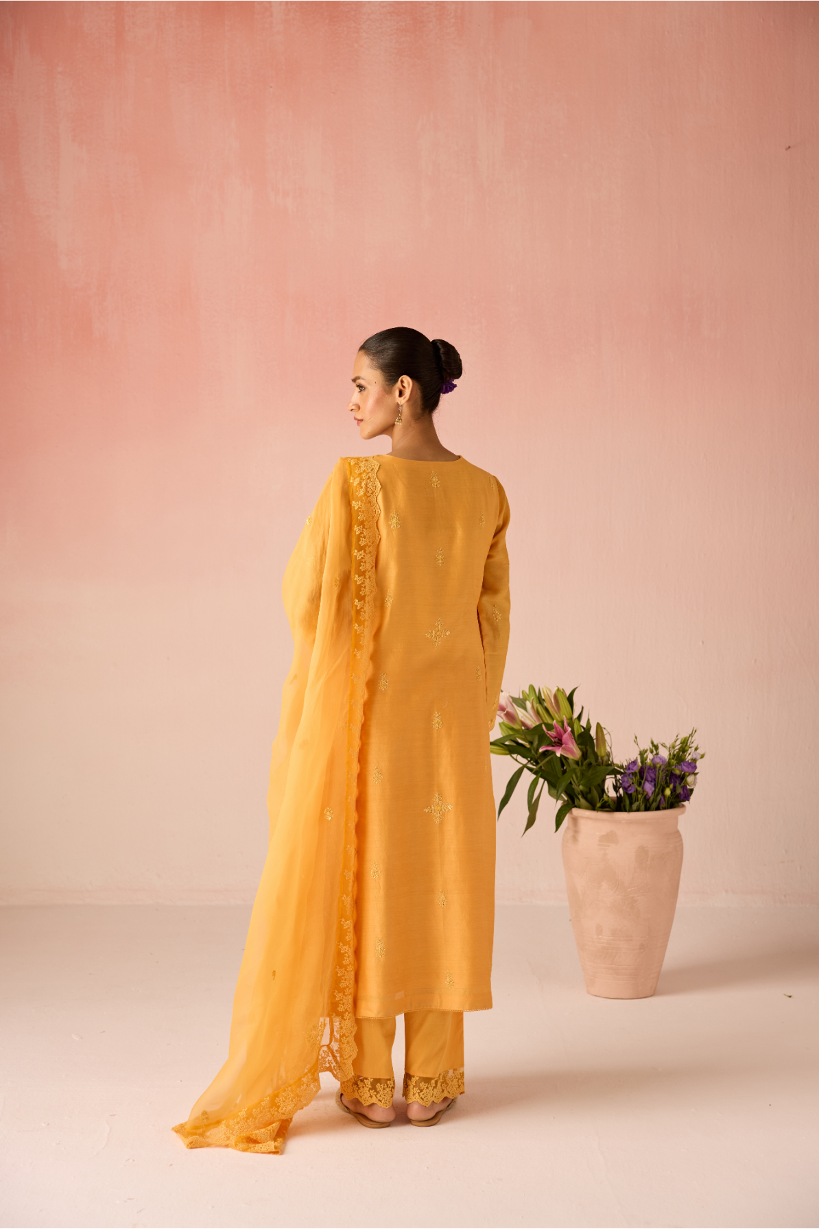 Orange Glow Bahaara Long Kurta Set