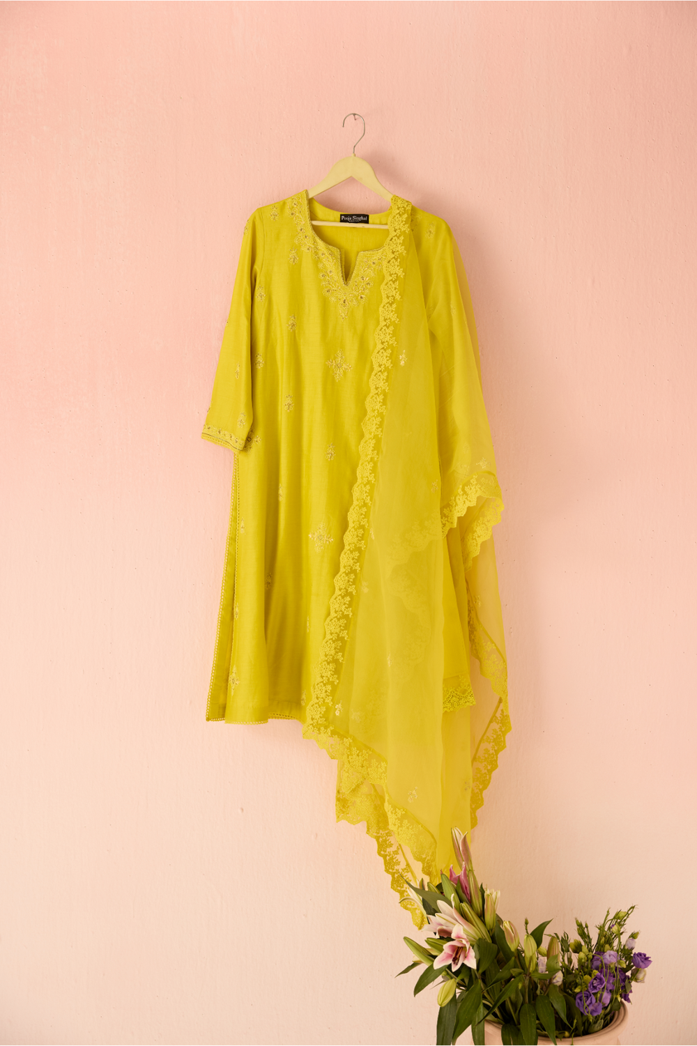 Lemon Yellow Glow Bahaara Long Kurta Set