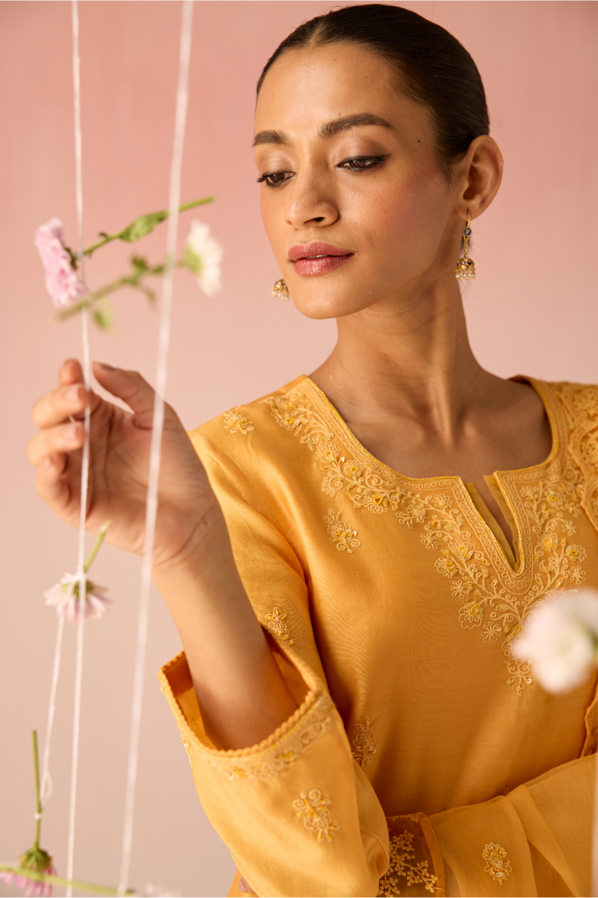 Orange Glow Bahaara Long Kurta Set