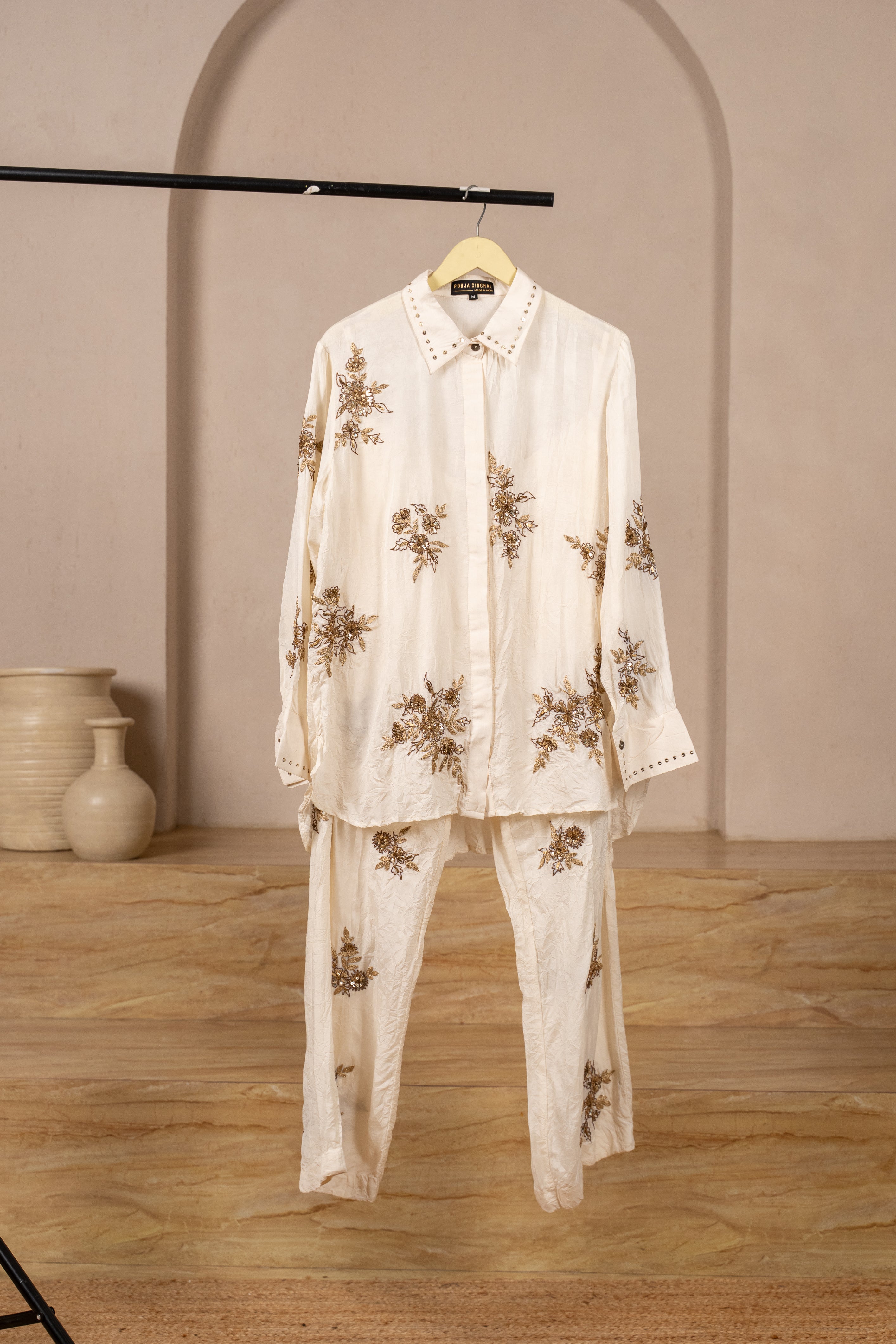 Nitya Crush Silk Embroidered Coord set