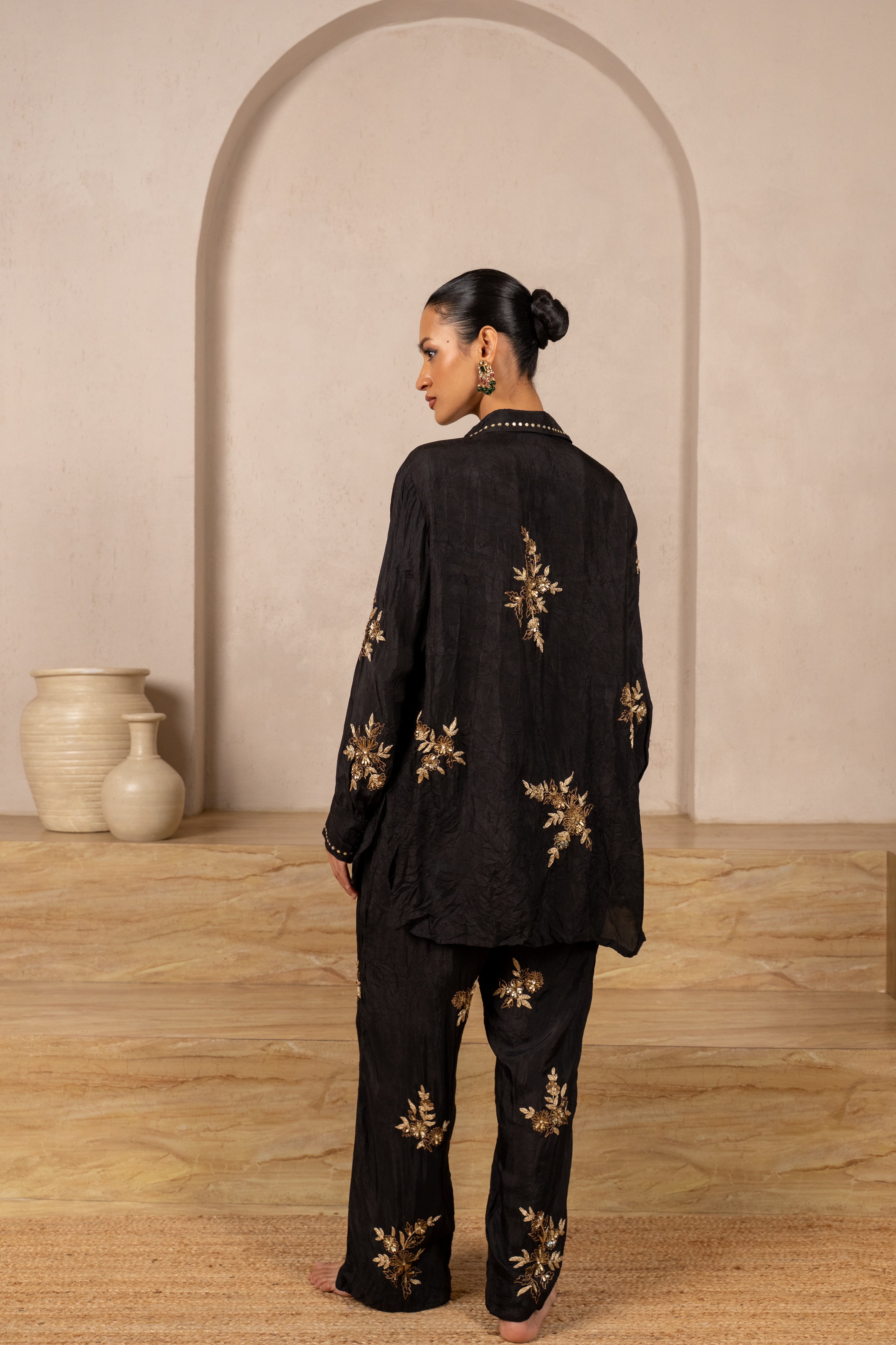 Nitya Crush Silk Embroidered Coord set