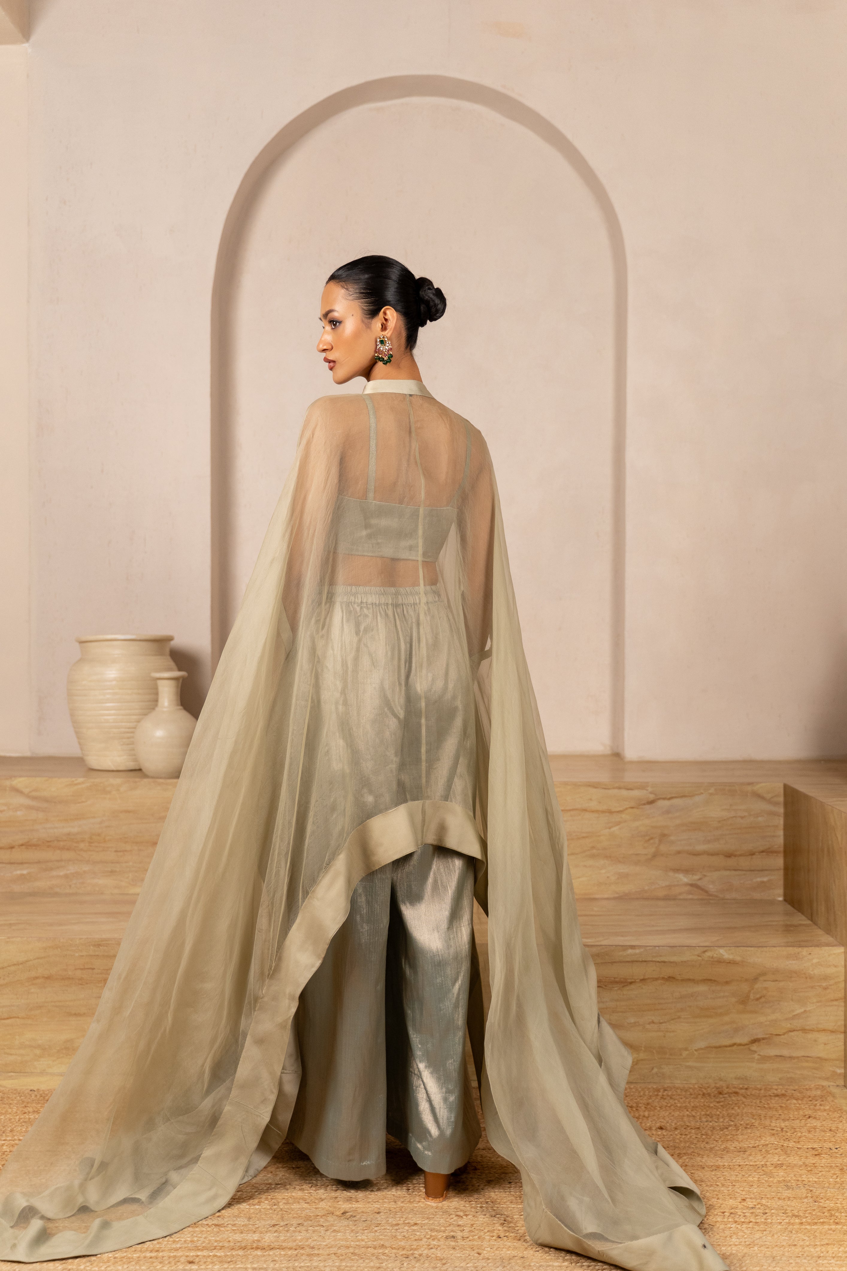 Swing Flowy drape Top Pants with Bustier