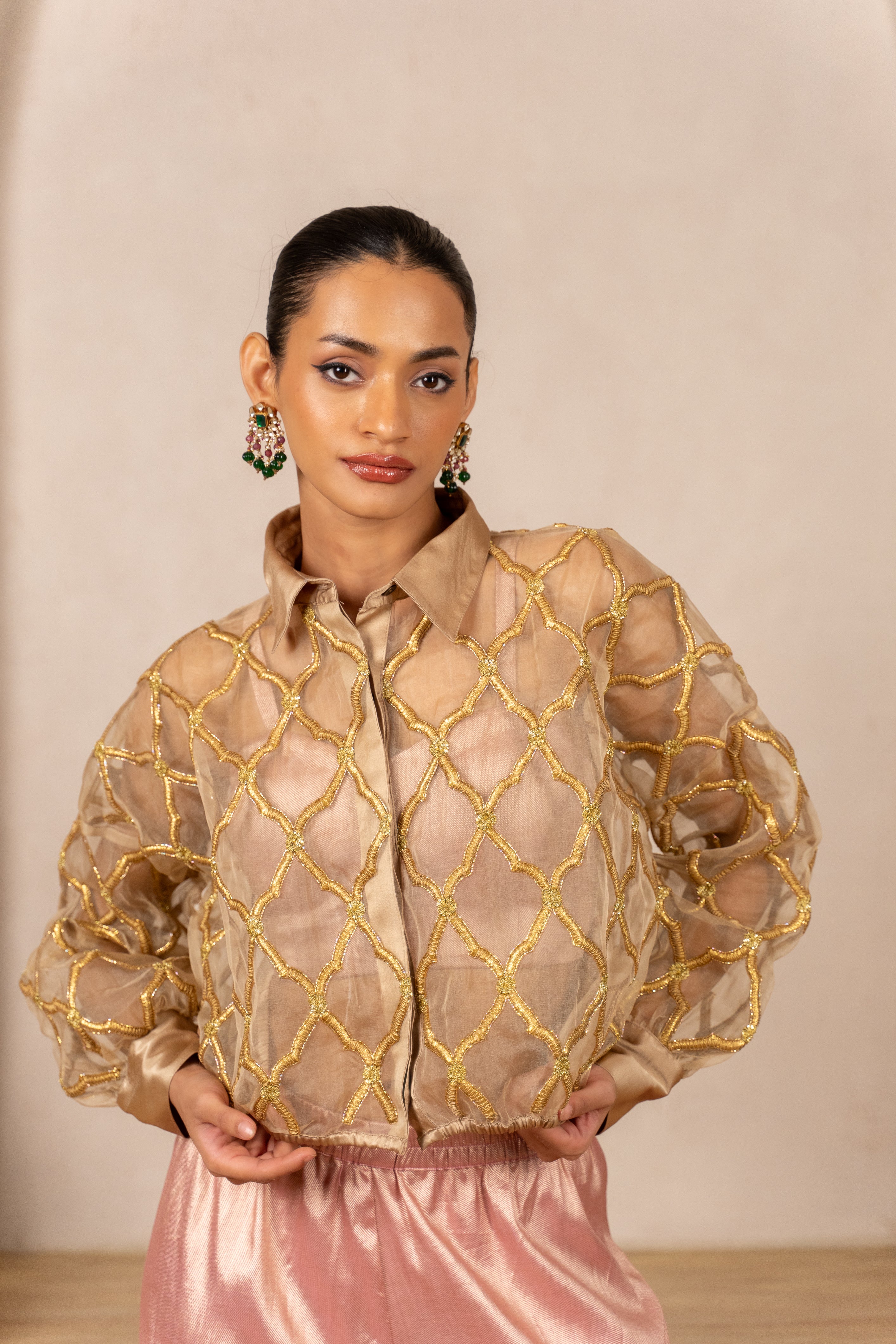 Organza Bomber Jacket with Inner