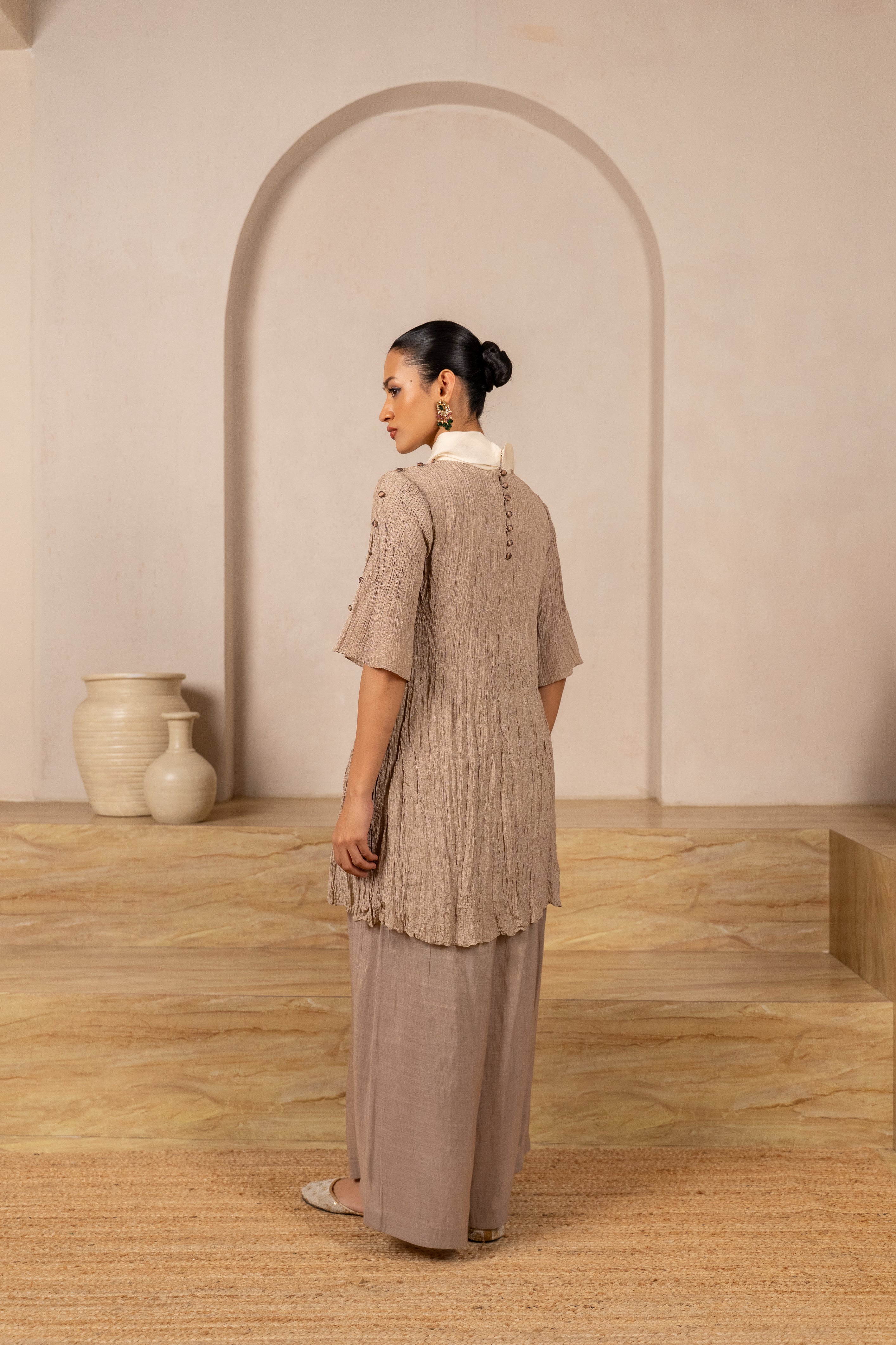 Chandi Crush Tissue Kurta with Flared Tissue pants