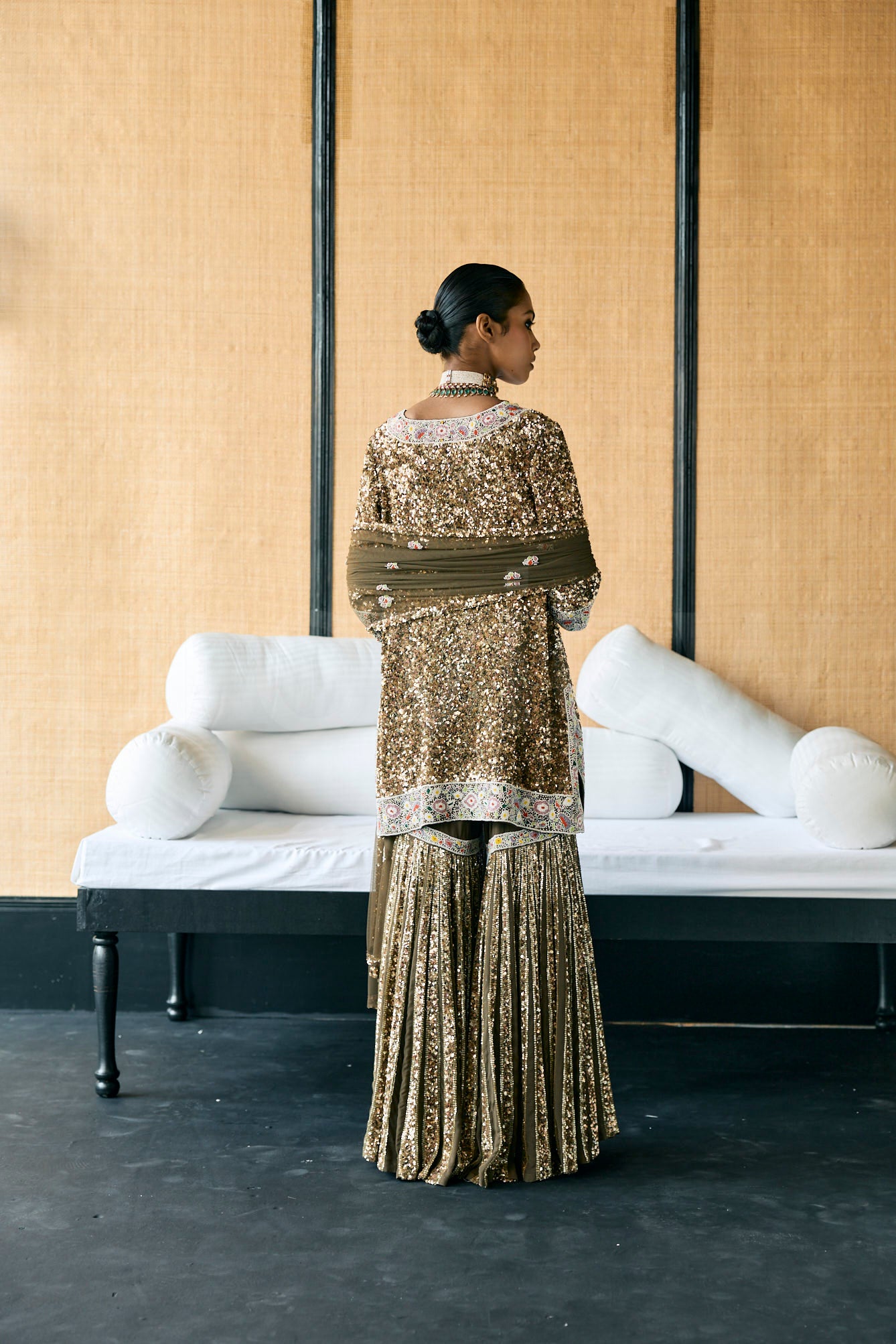 Shimmer embroidery sharara set to add elegance to your wardrobe for the cocktail nights