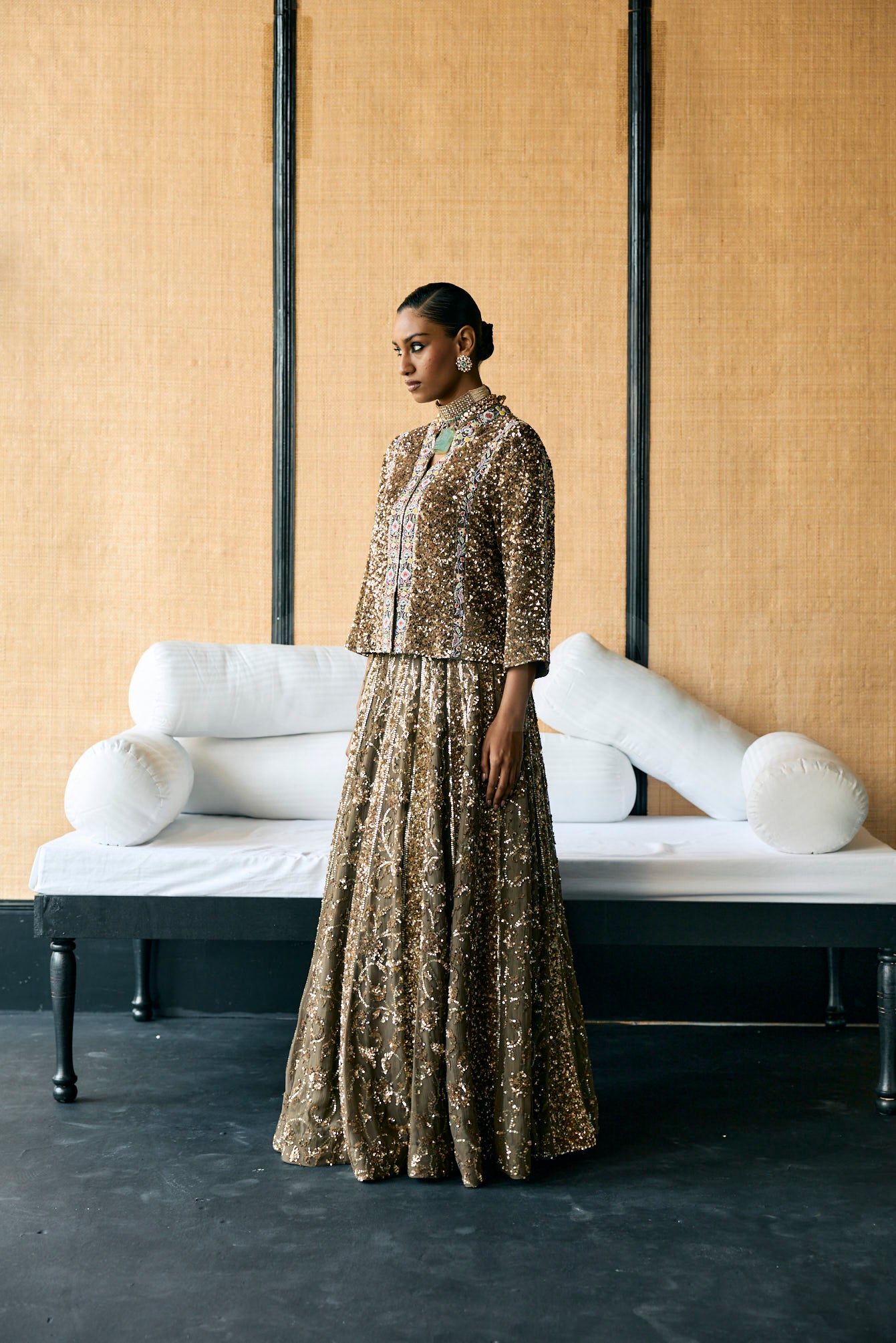 Shimmer Embroidery Lehenga set with jacket