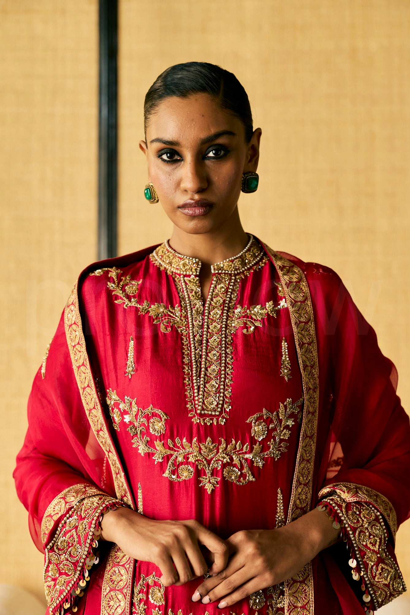 Silk Zardozi Embroidered kurta and Pallazos set with Organza dupatta