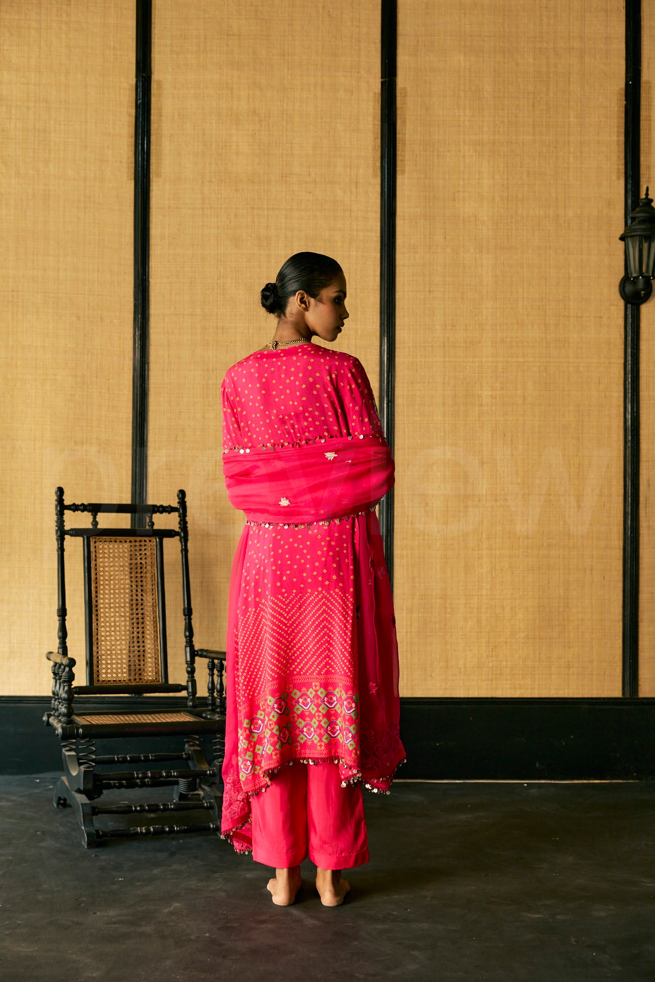 Marori & Bead embroidered kurta along with Dupatta & silk Pants.