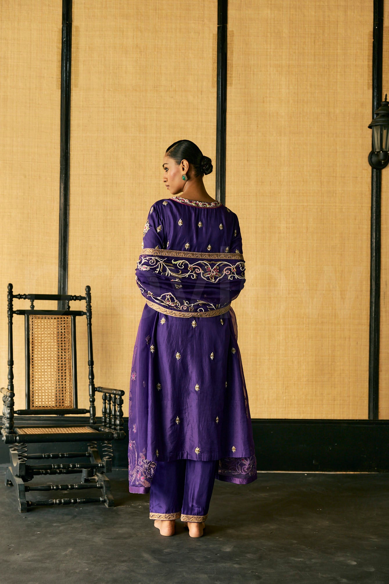 Bead & Zardozi embroidered kurta & Dupatta with Pants.