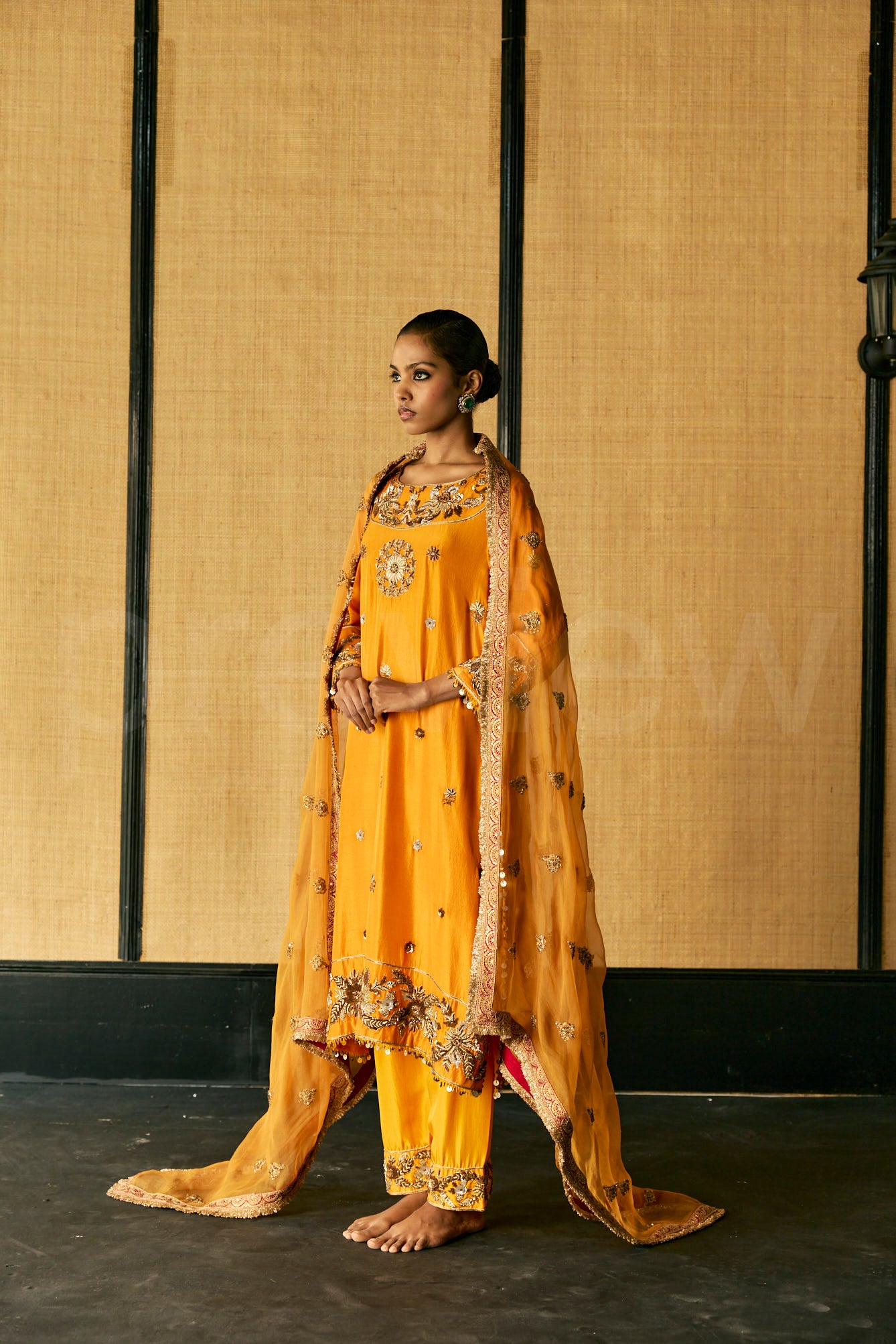 A classic Antique Zardozi embroidered kurta & Dupatta with Pants.