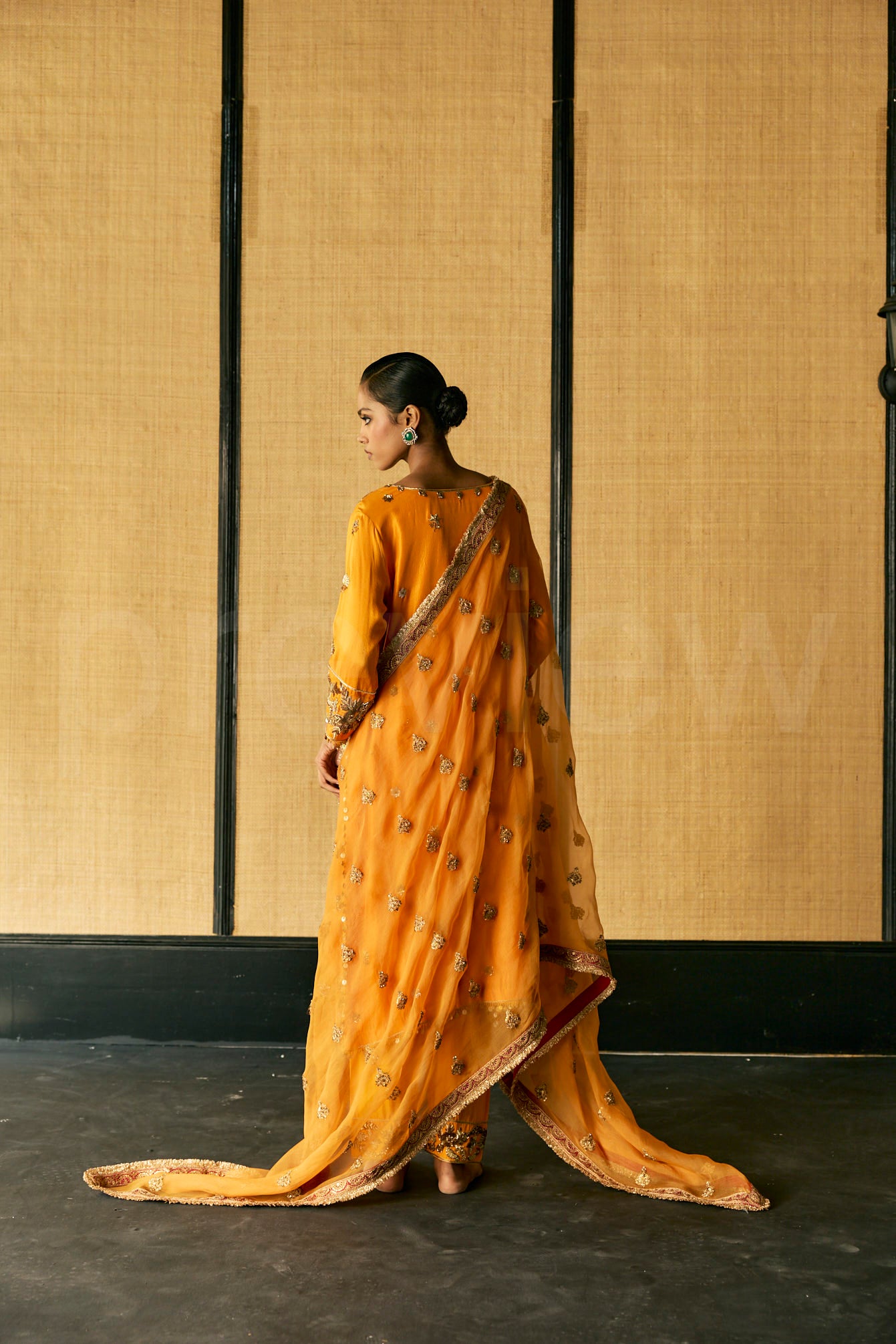 A classic Antique Zardozi embroidered kurta & Dupatta with Pants.