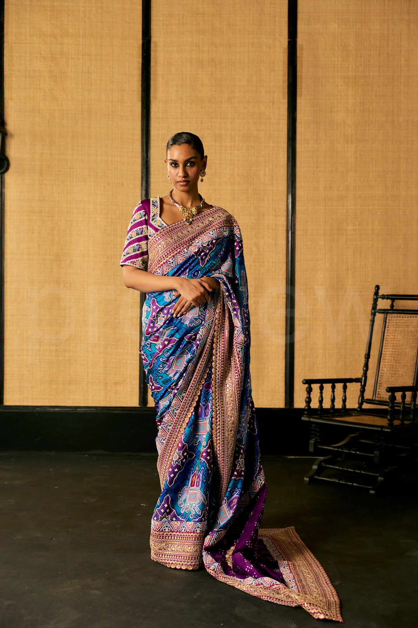 Marori Embroidery saree in Patola Weave & Bead Embroidered Blouse