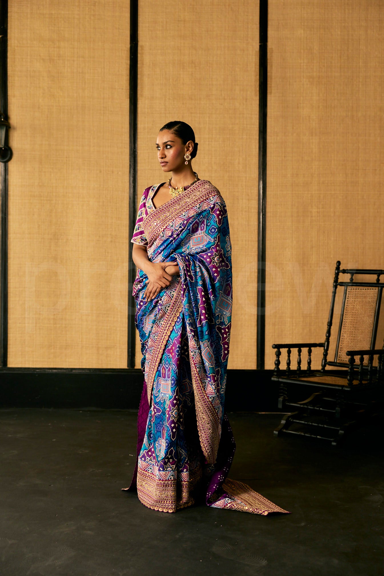 Marori Embroidery saree in Patola Weave & Bead Embroidered Blouse