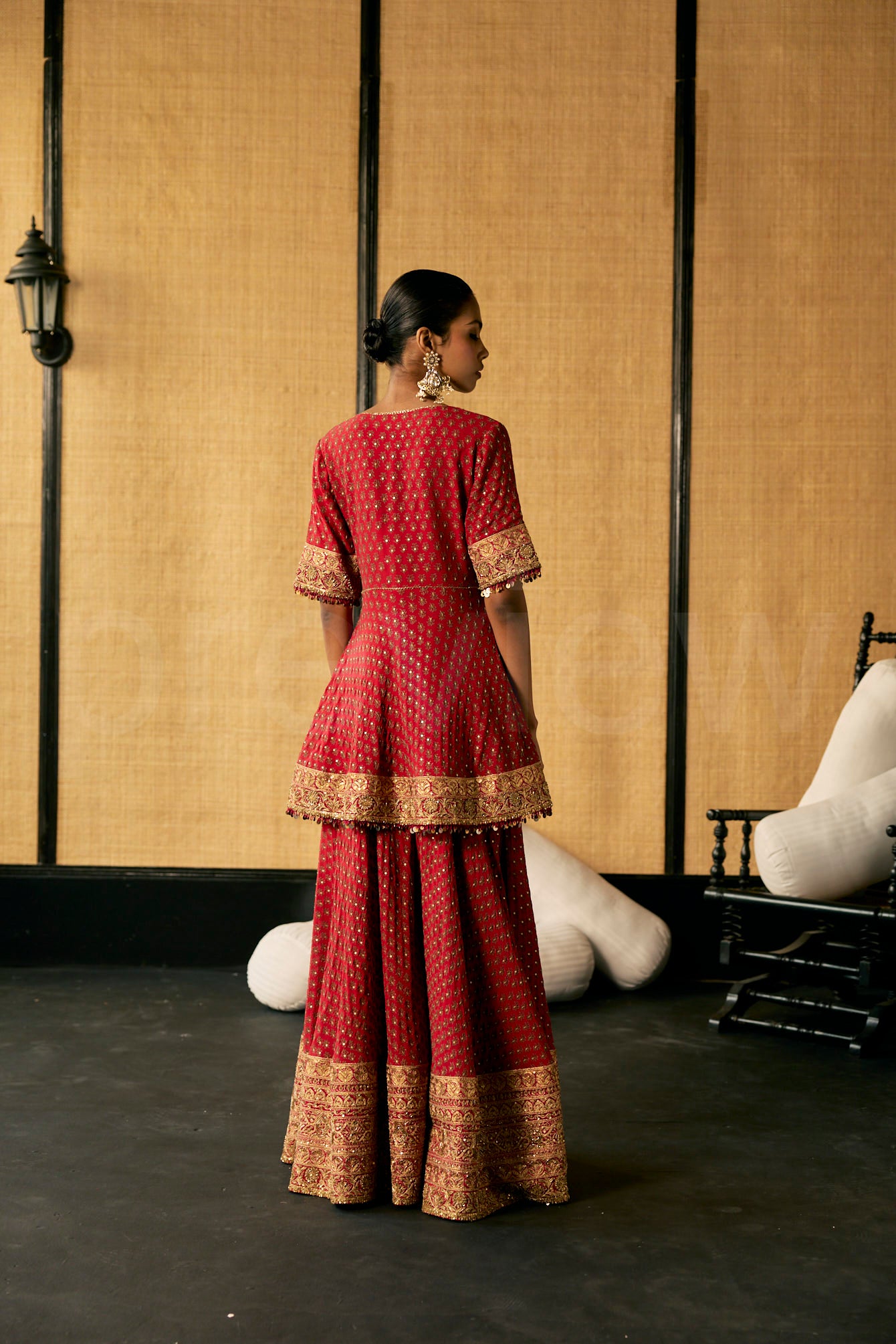 Thread & Sequin Embroidery Sharara with heavy Marori embroidery border &; Dupatta